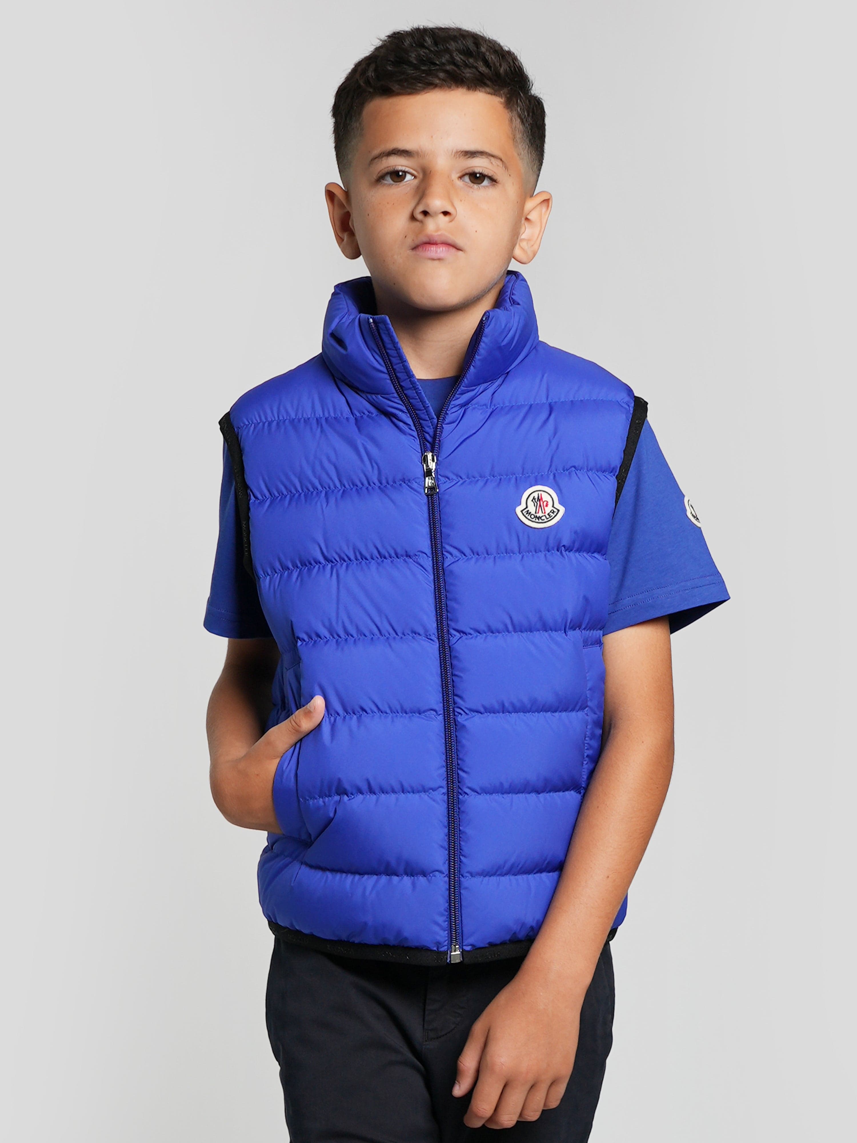 Moncler Enfant Boys Down Padded Contrin Gilet in Navy | Childsplay