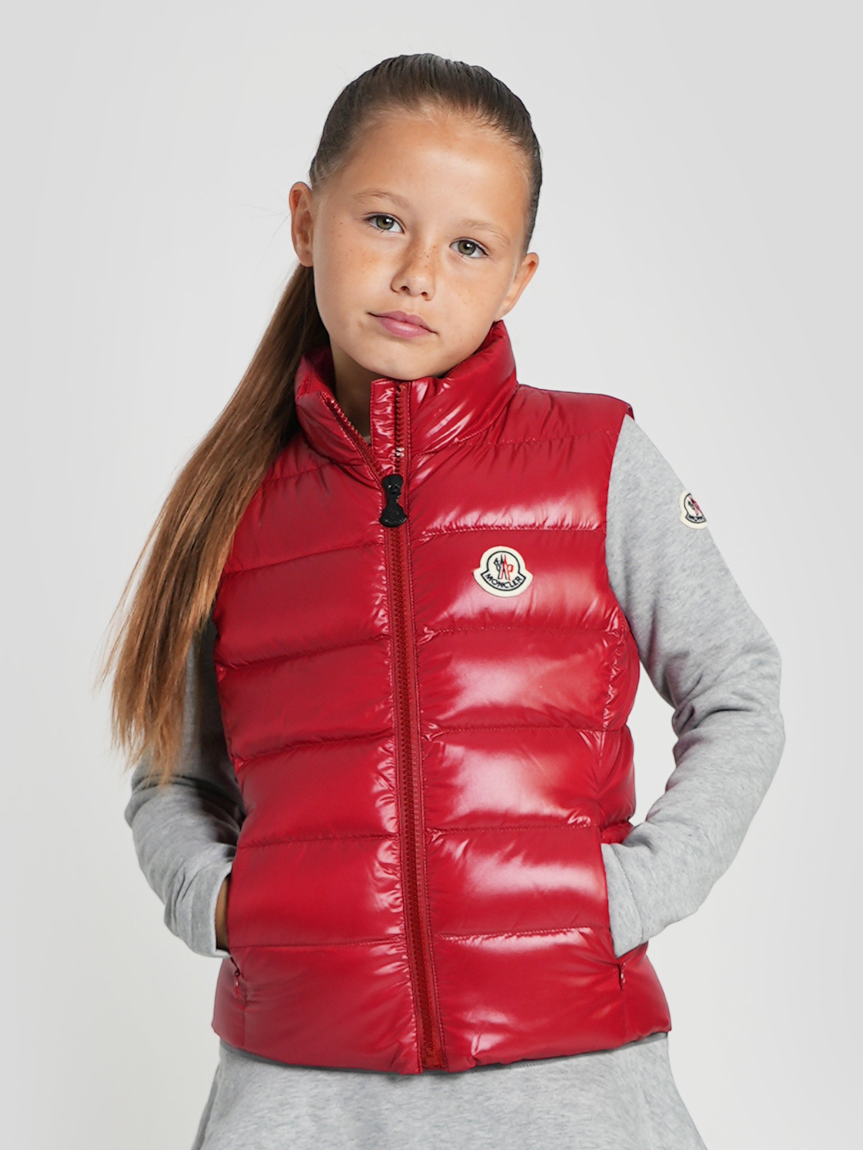Puffer Vest Red Gilet Kids Moncler Enfant Moncler Enfant Girls