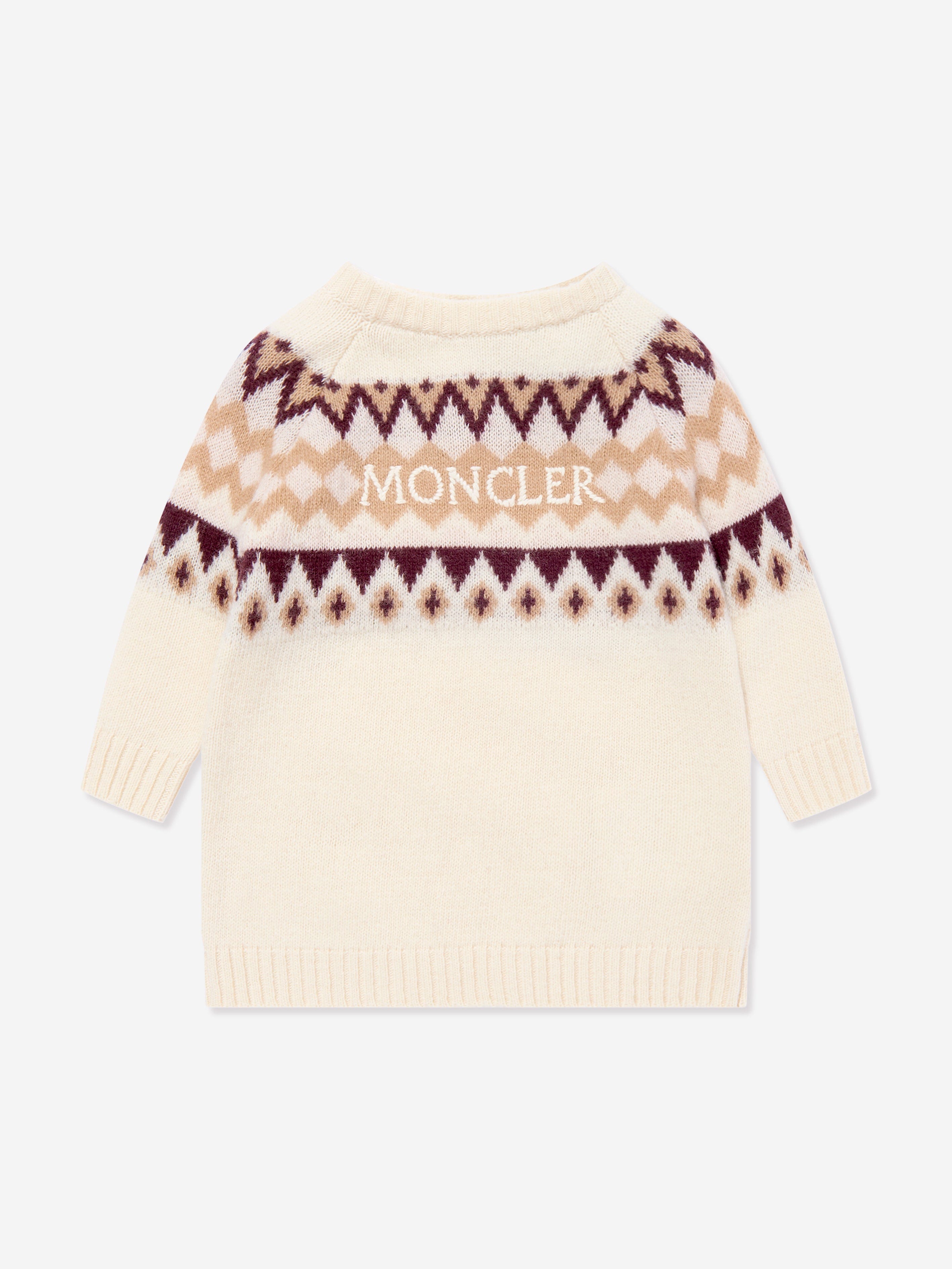 Moncler Enfant Baby Girls Wool Knitted Dress in Ivory | Childsplay