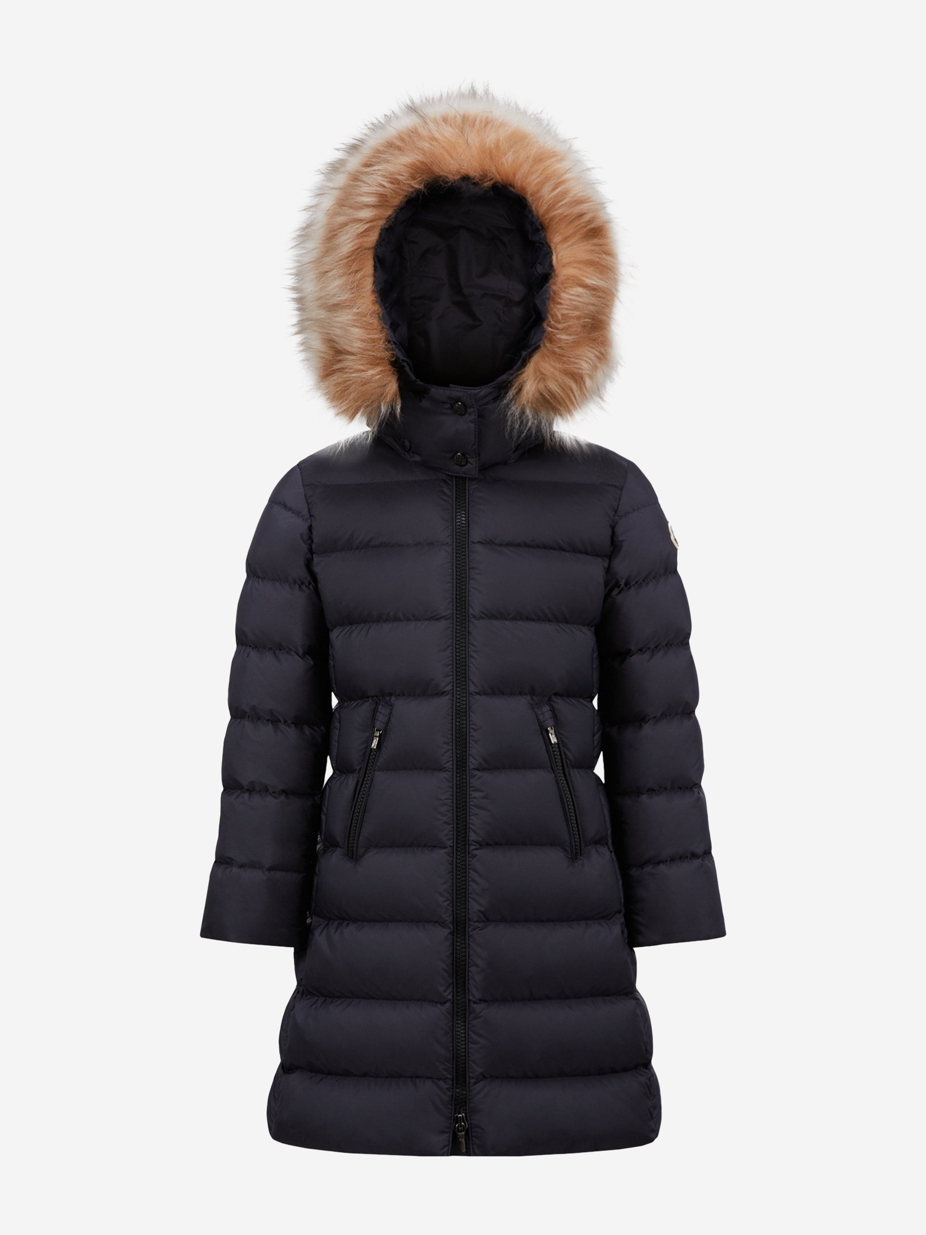 Moncler Enfant Baby Girls Down Padded Ibida Long Coat in Navy