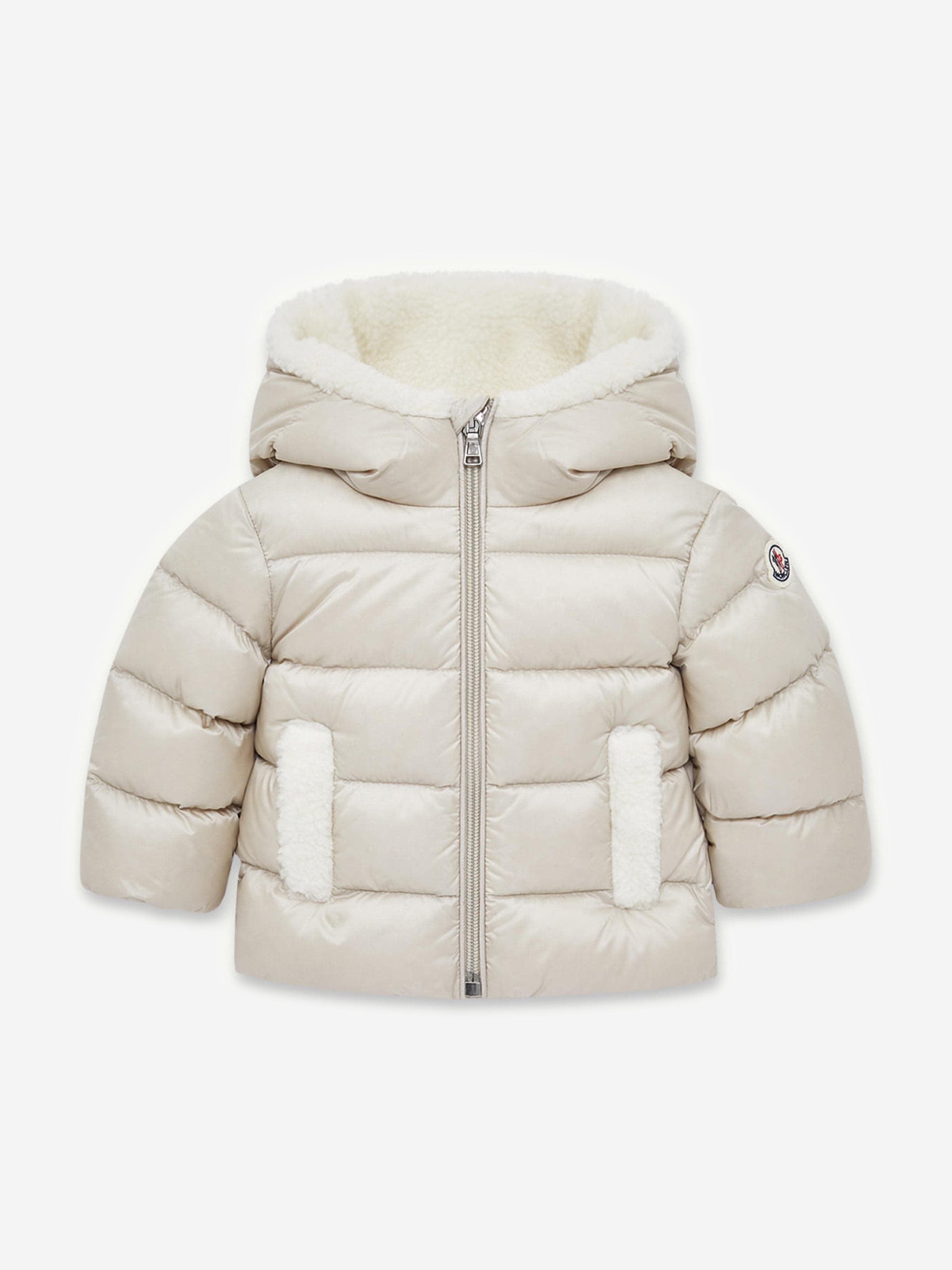 Moncler Enfant Baby Down Padded Borgan Jacket in Beige Moncler Enfant Baby Down Padded Borgan Jacket in Beige