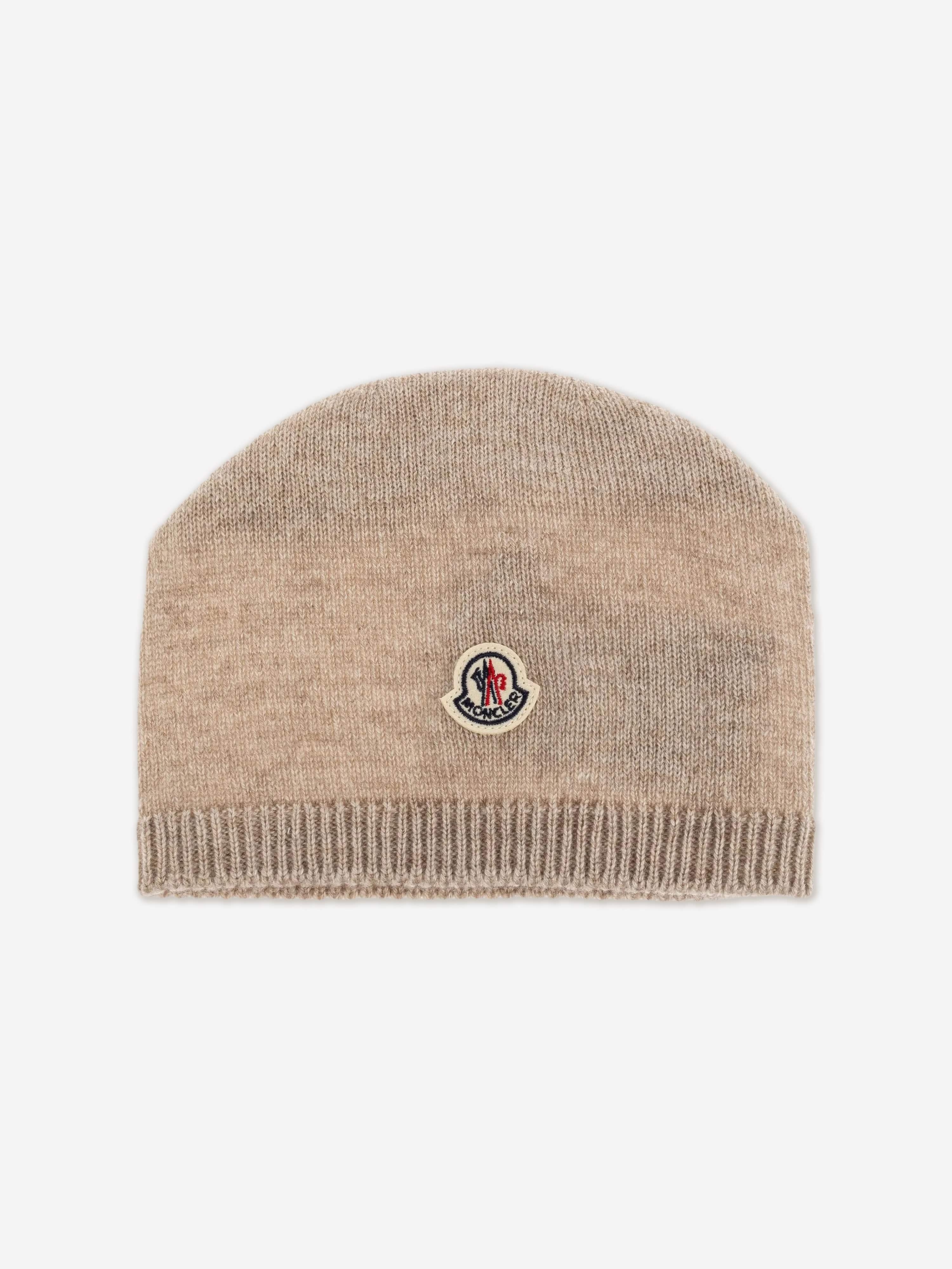 Moncler Enfant Baby Cashmere Beanie Hat in Beige | Childsplay Clothing