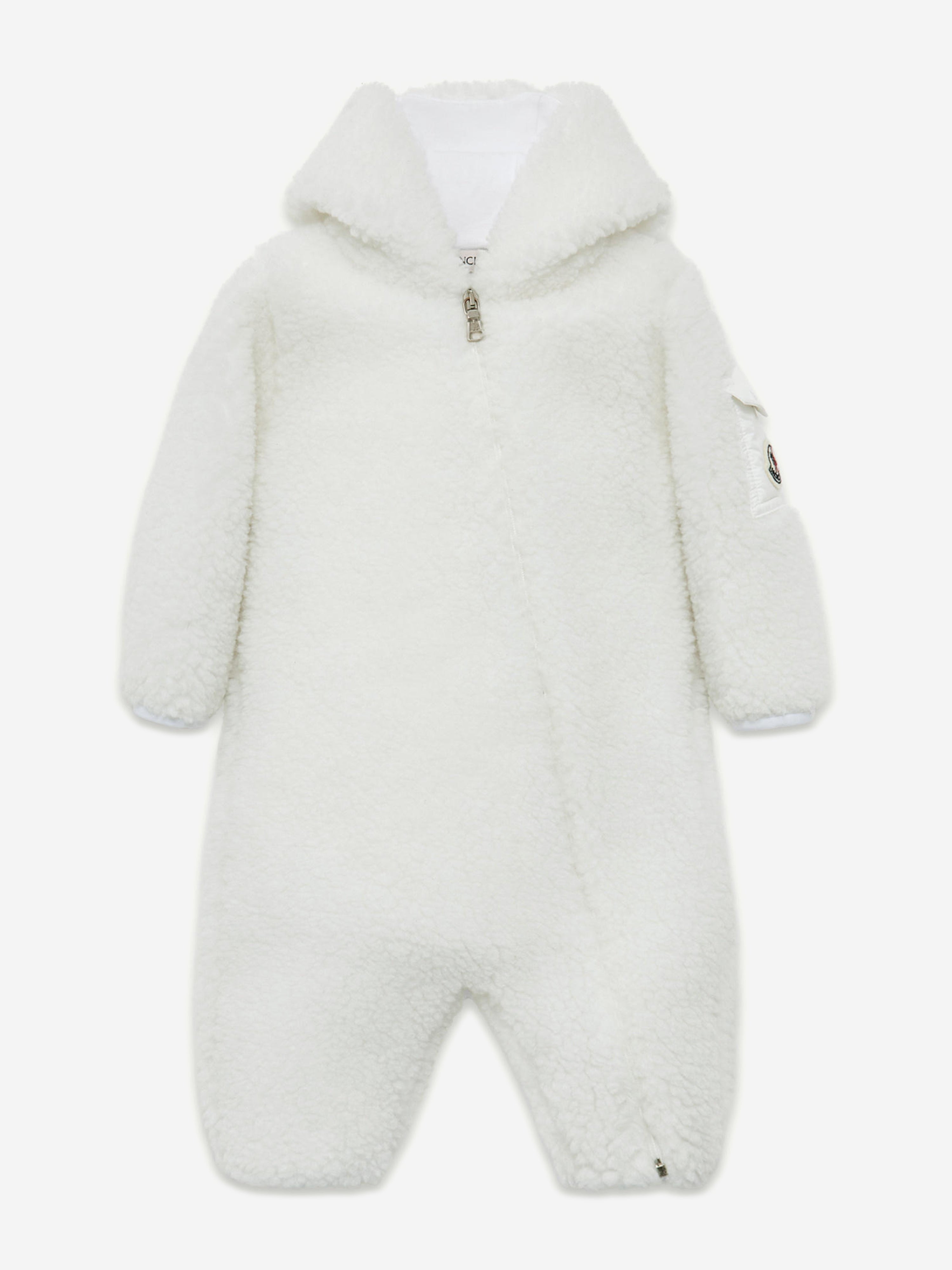 Moncler Enfant Baby Teddy Fleece Romper in White | Childsplay Clothing