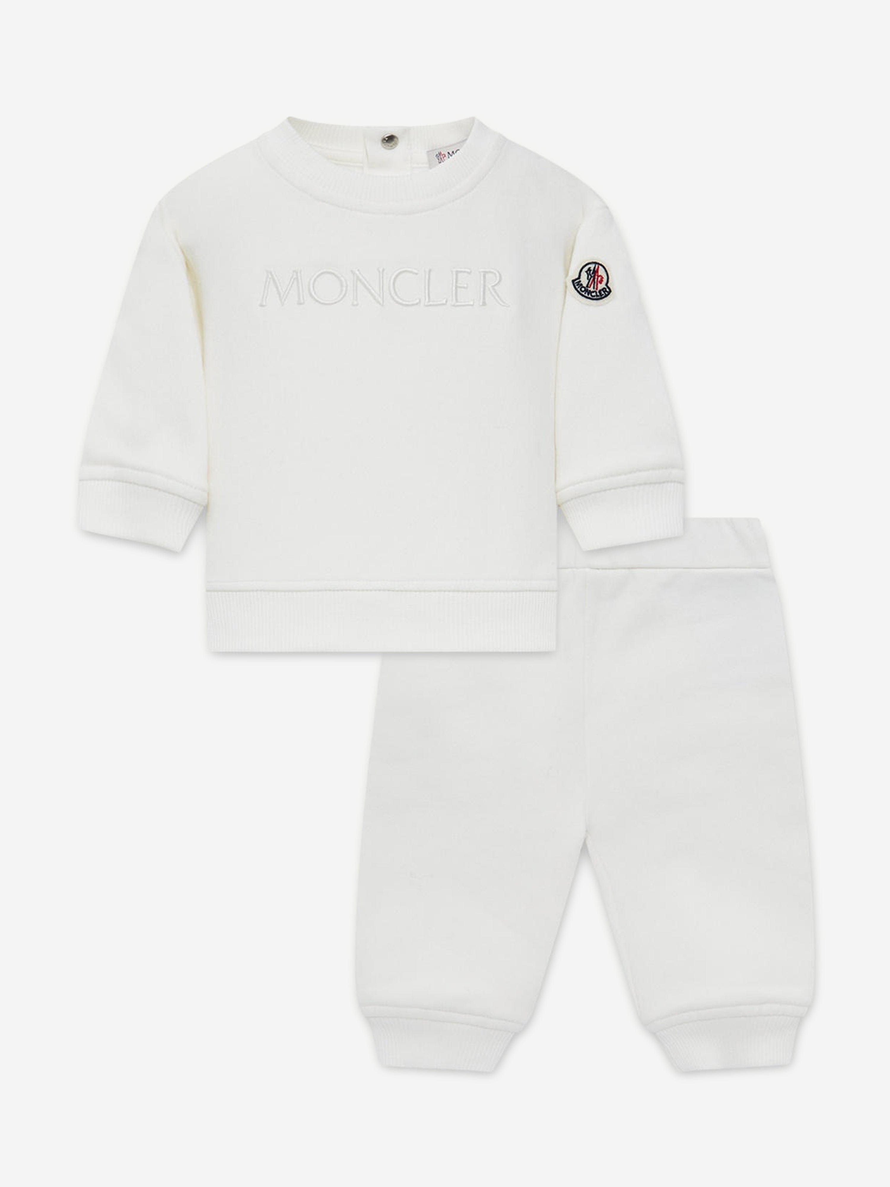 MONCLER ベビーセットアップ Moncler Enfant Baby Logo Tracksuit in Ivory | Childsplay Clothing