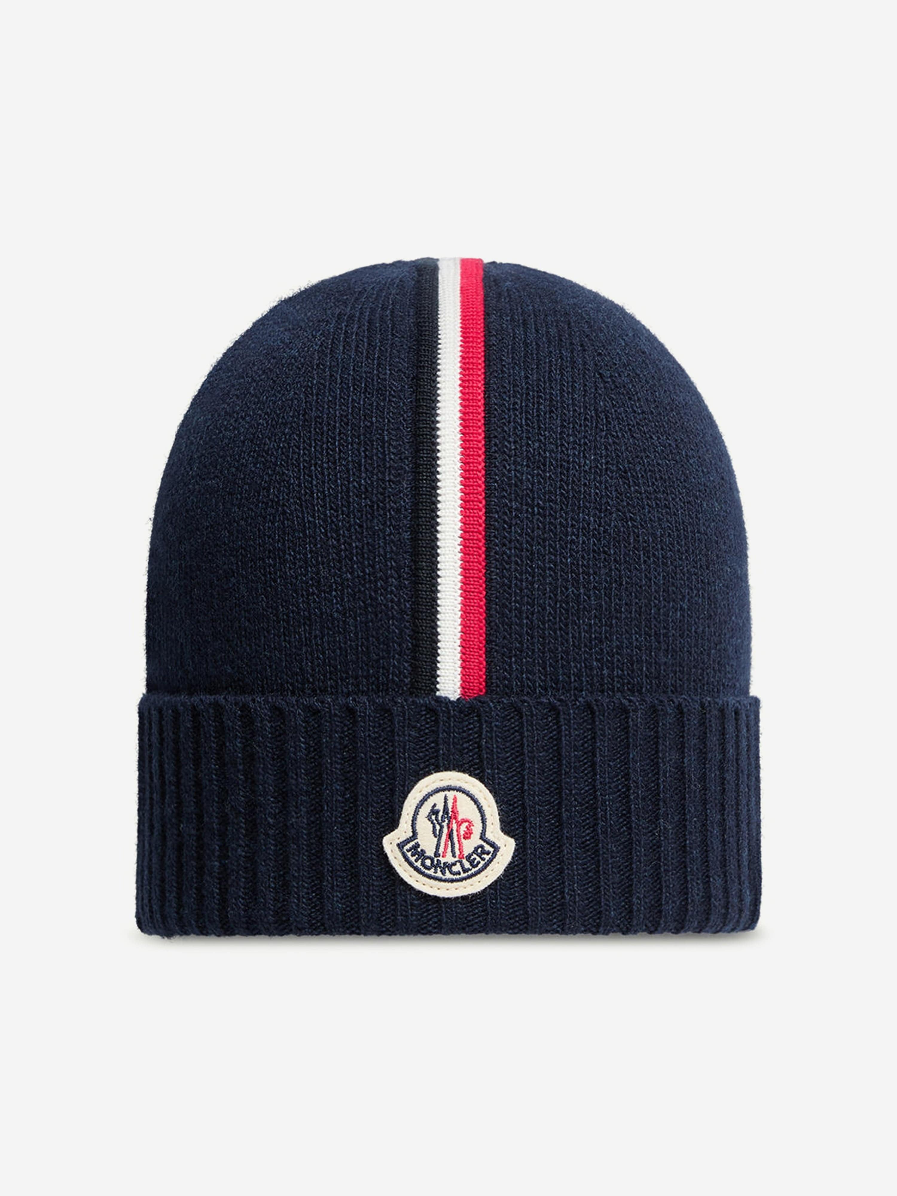 Moncler Enfant Kids Logo Beanie Hat in Navy Childsplay Clothing