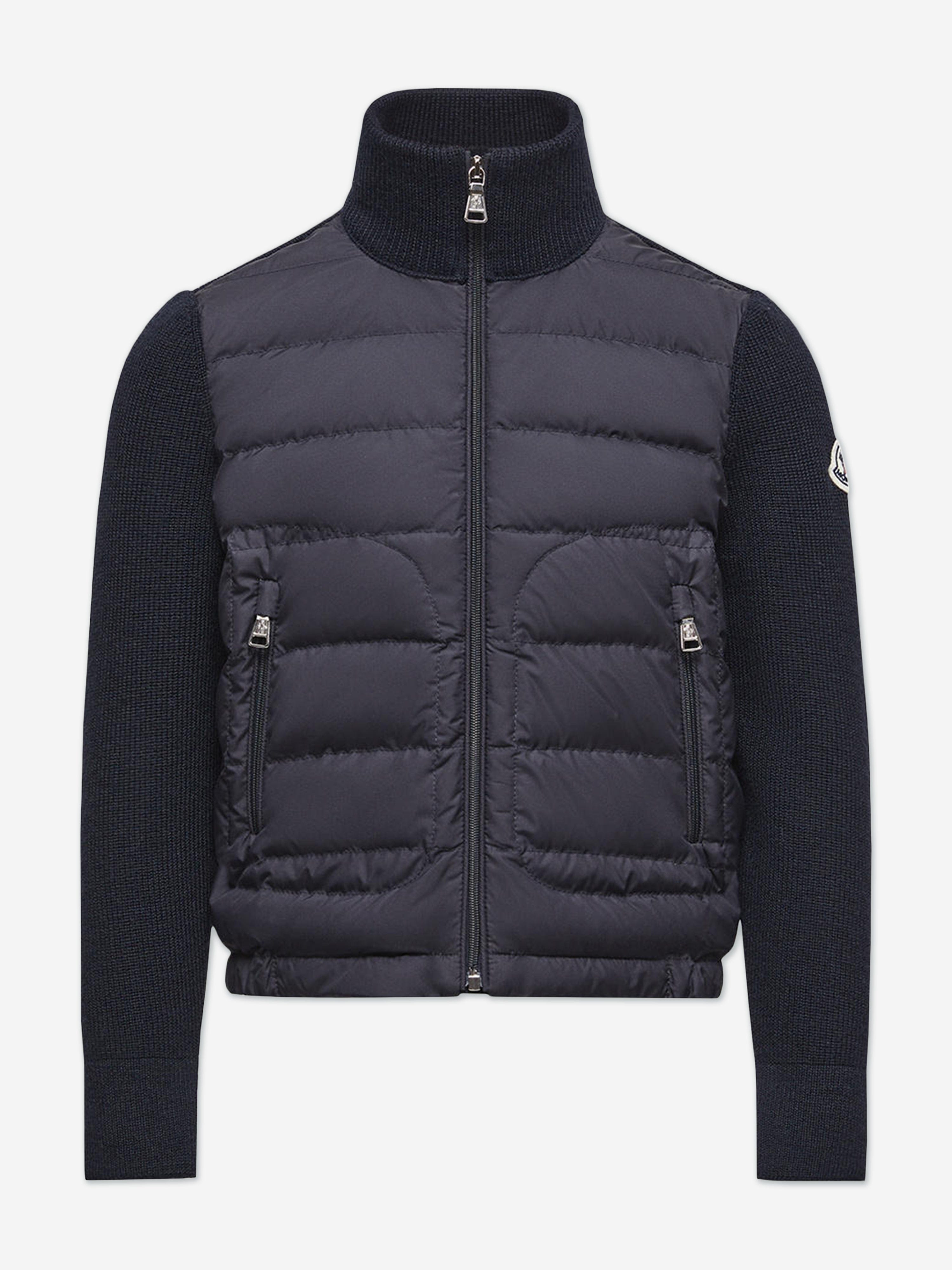 MONCLER　18/24M Moncler Enfant Boys Down Padded Zip Up Cardigan in Navy