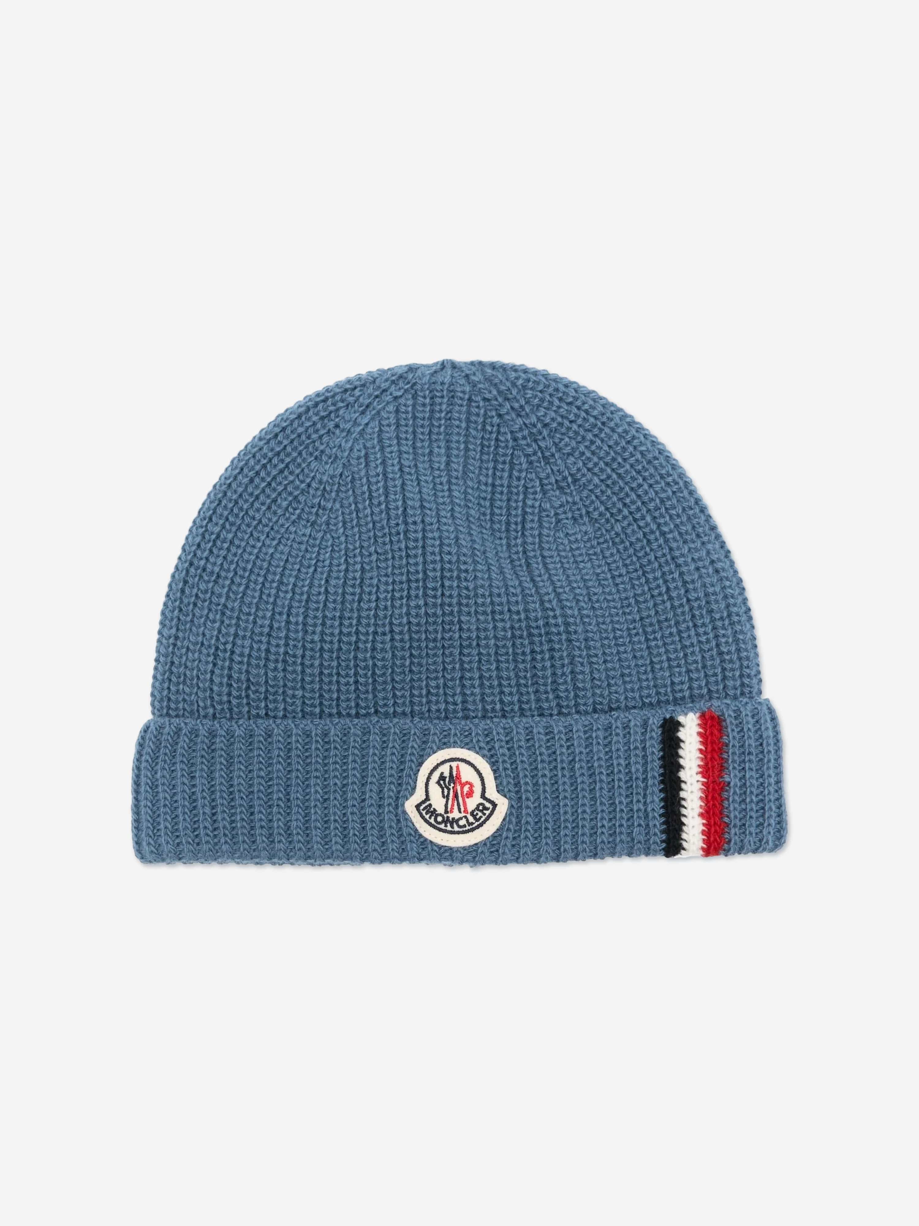 Moncler Enfant Baby Boys Wool Knit Beanie Hat in Blue | Childsplay