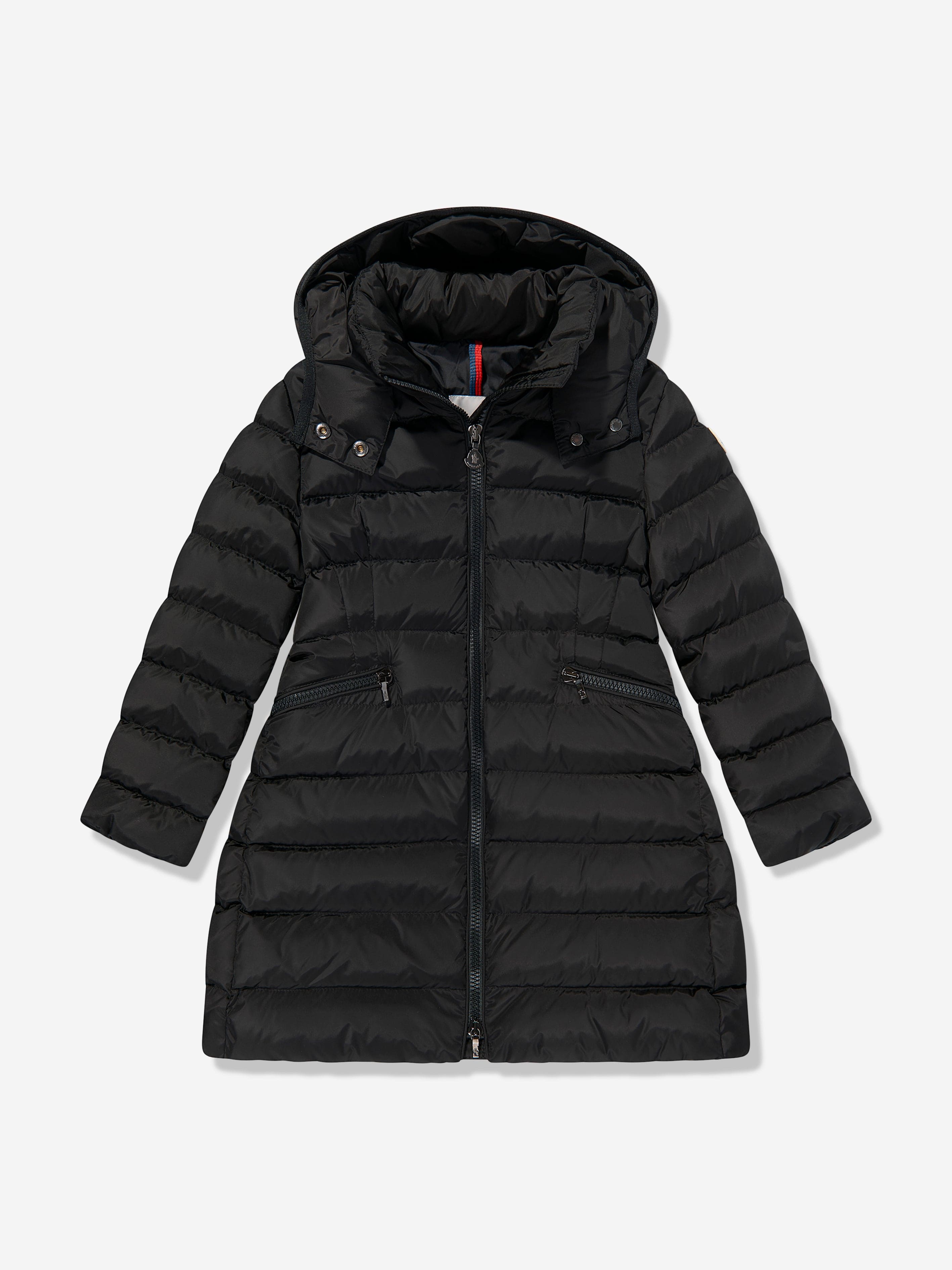 Moncler Enfant Girls Charpal Down Padded Long Coat in Black