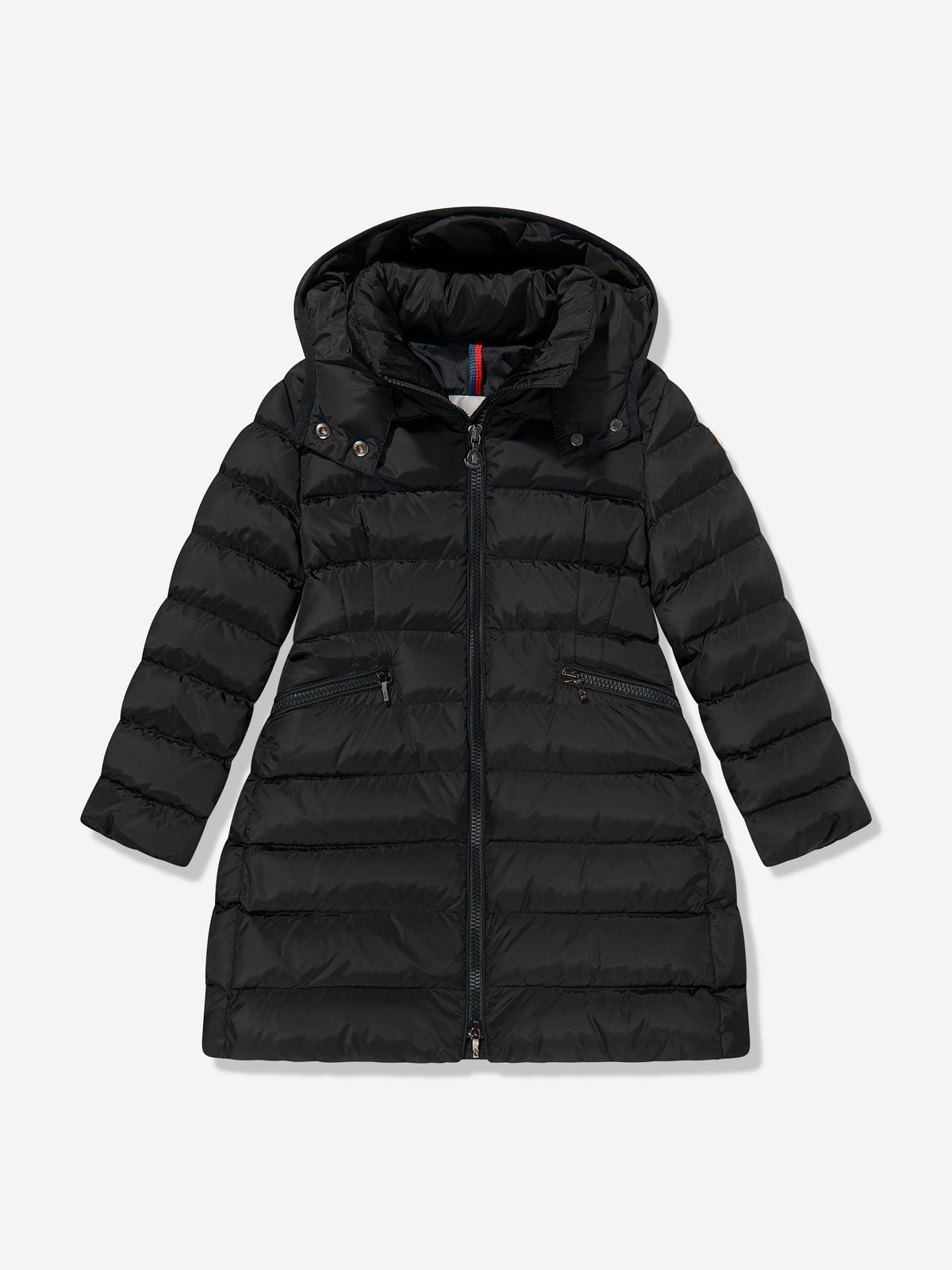 Moncler Enfant Girls Charpal Down Padded Long Coat in Black 