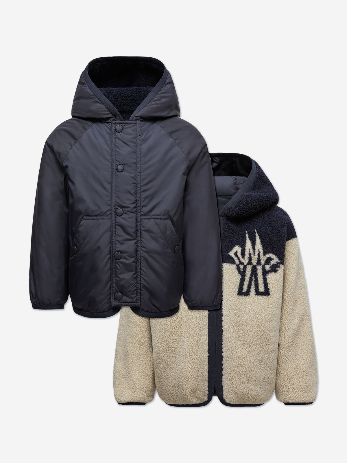 Moncler Enfant Kids Grenoble Reversible Zip Up Cardigan in Ivory 