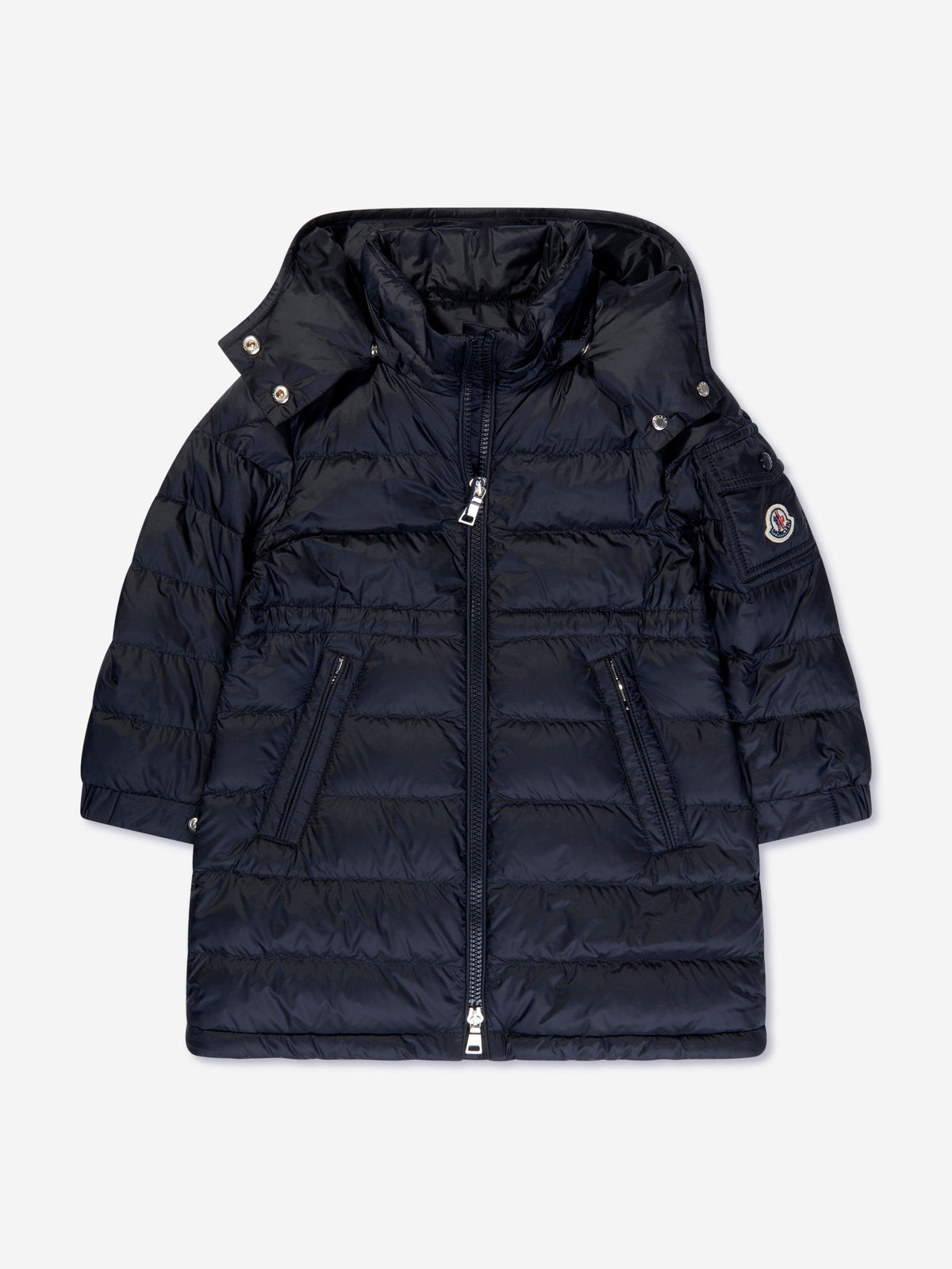 Moncler Enfant Girls Down Padded Meillon Long Parka in Navy 