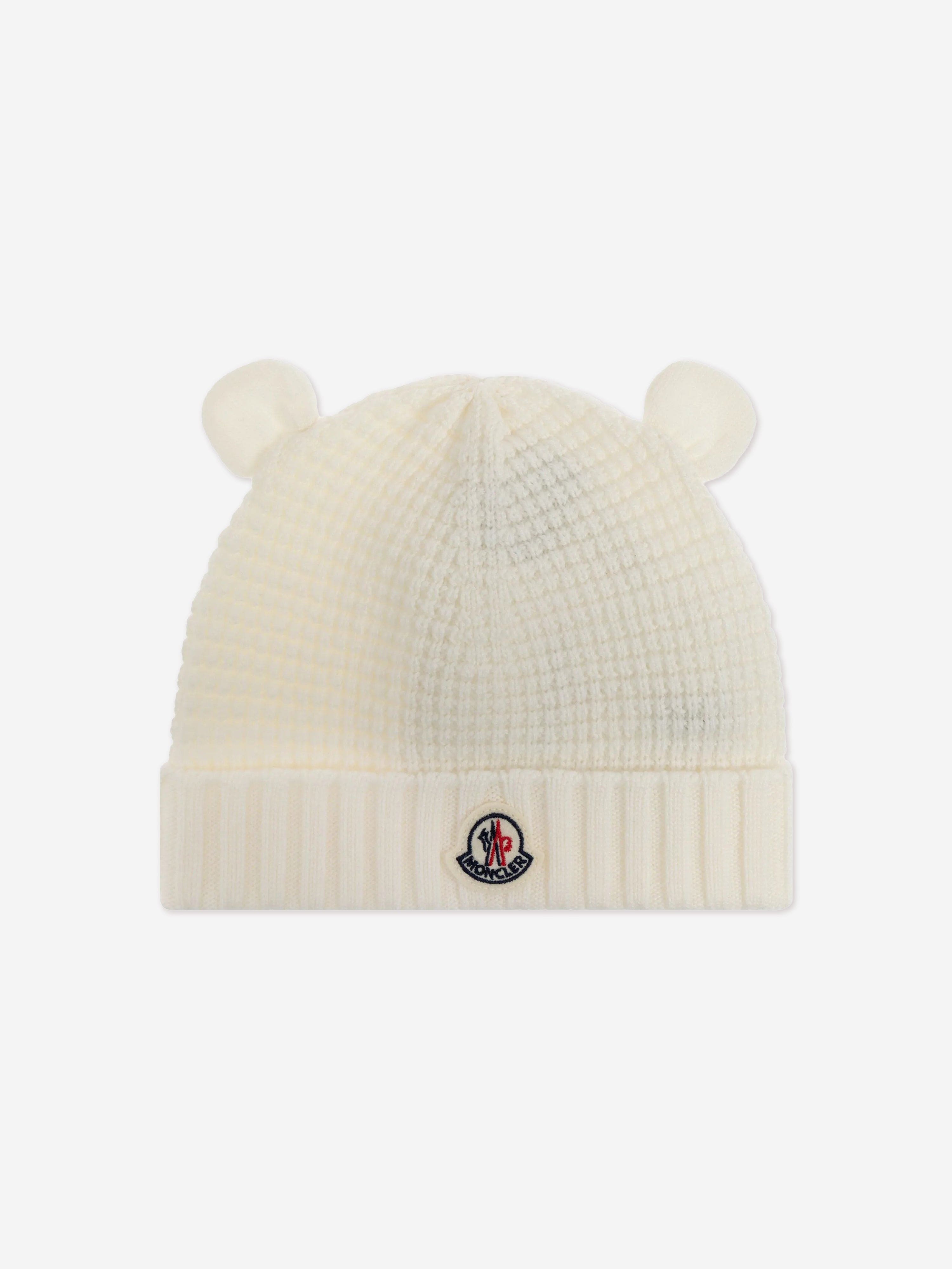 Moncler Enfant Moncler Enfant Baby Beanie Hat with Ears in Ivory