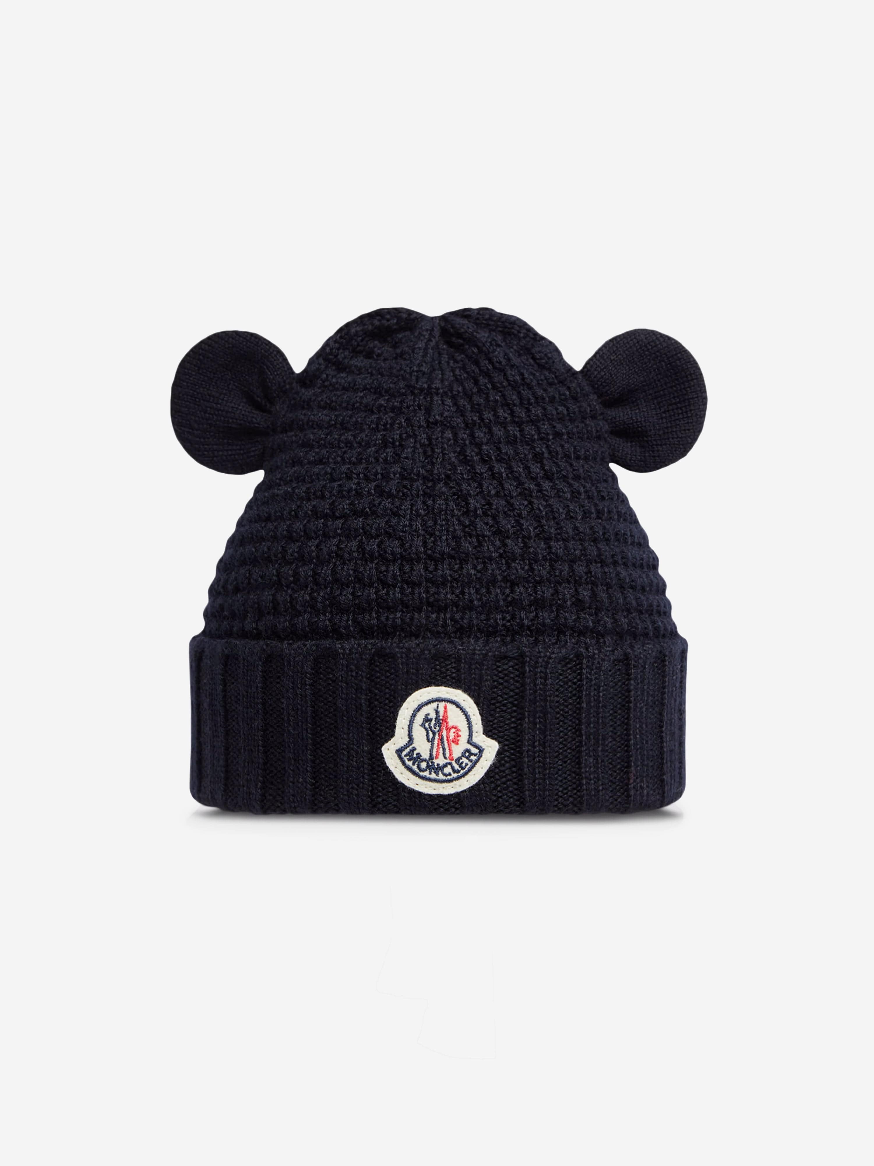 Moncler Enfant Baby Beanie Hat with Ears in Navy | Childsplay Clothing