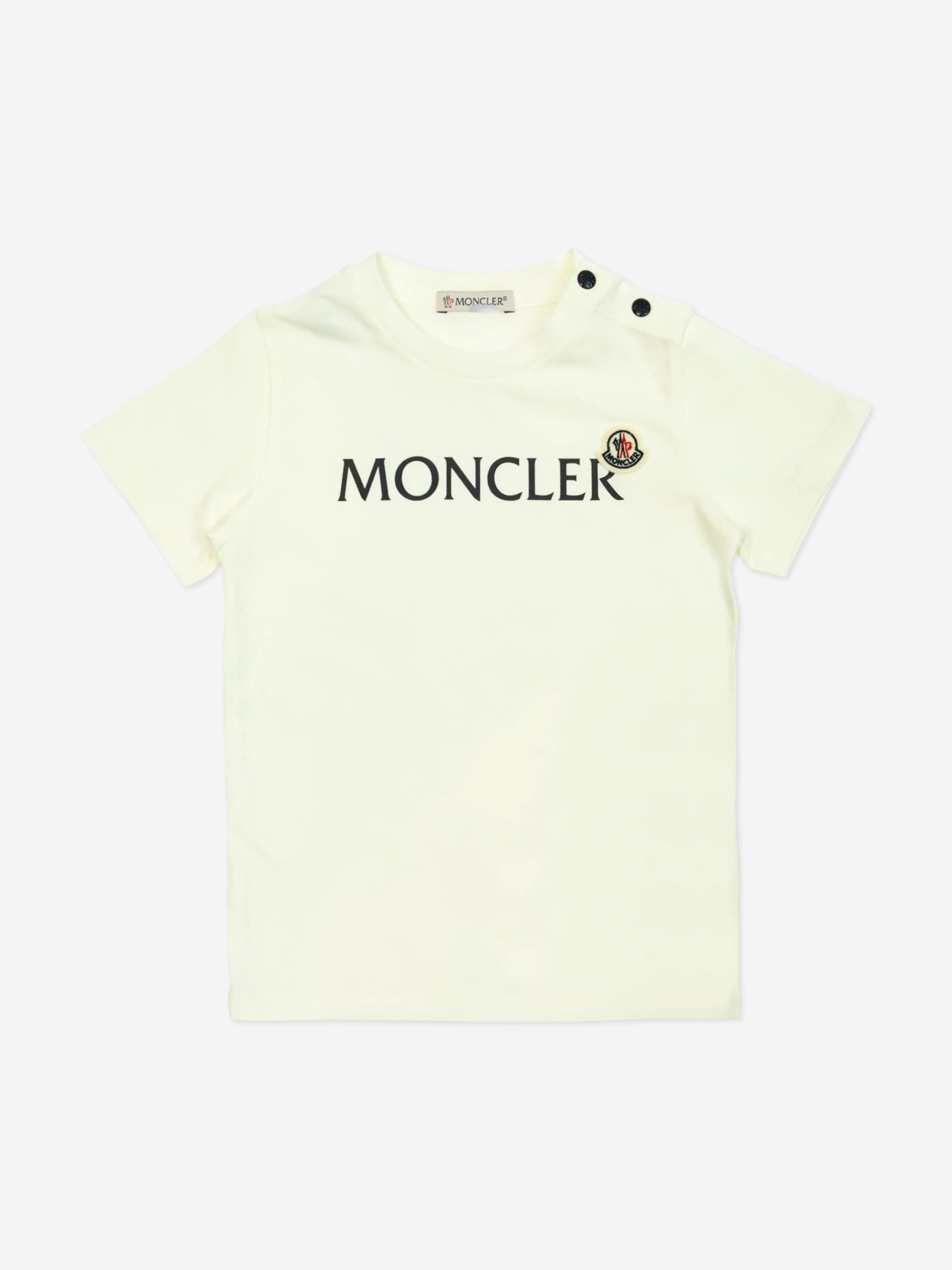 Moncler Enfant Baby Boys Logo T-Shirt in Ivory | Childsplay Clothing