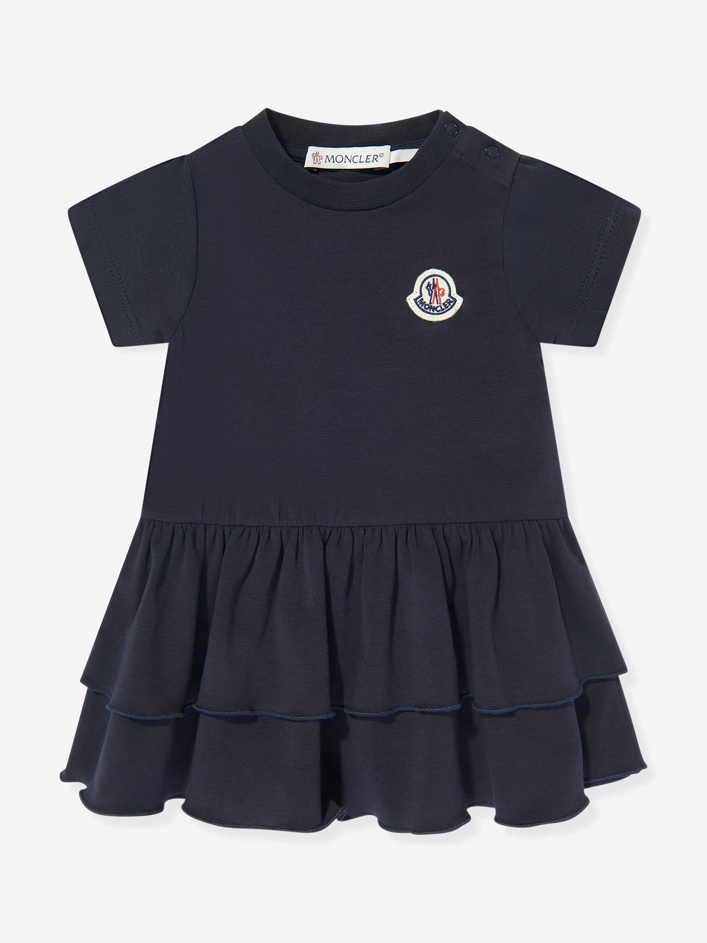 Moncler Enfant Baby Girls Logo Ruffle Dress in Navy