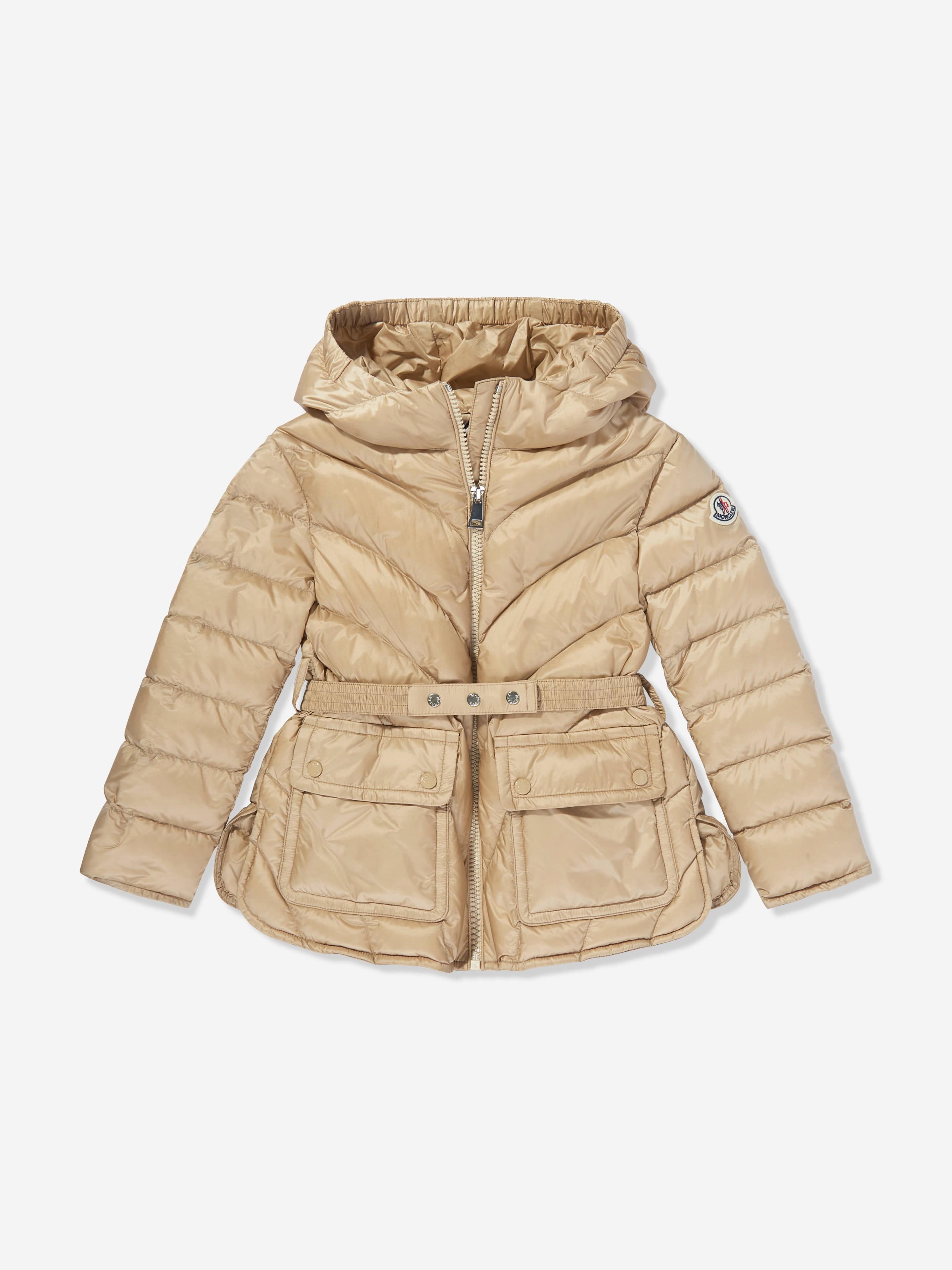 Moncler Enfant Girls Down Padded Argenno Short Parka in Beige