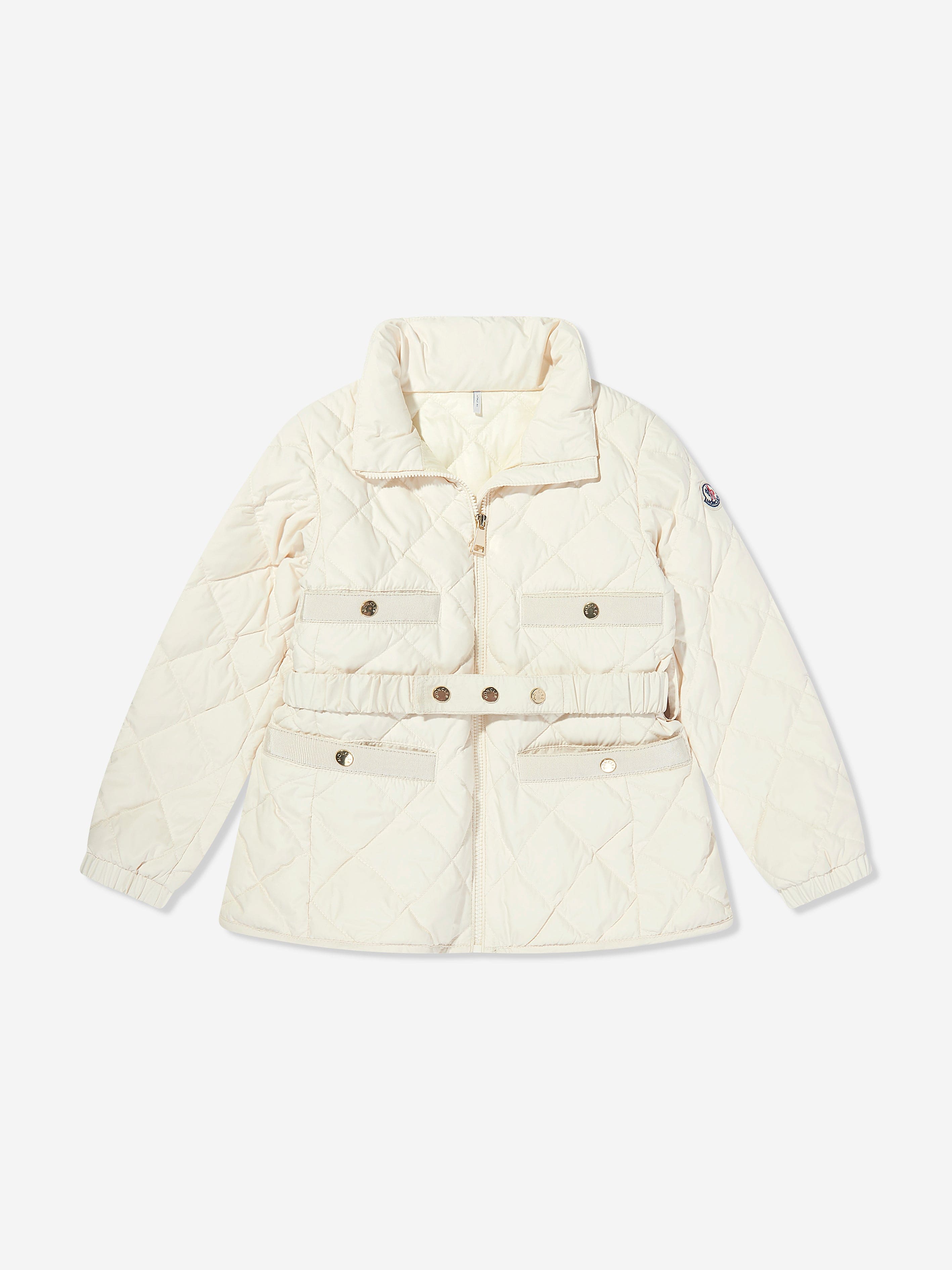 Moncler Enfant Girls Down Padded Philanta Jacket in Ivory | Made