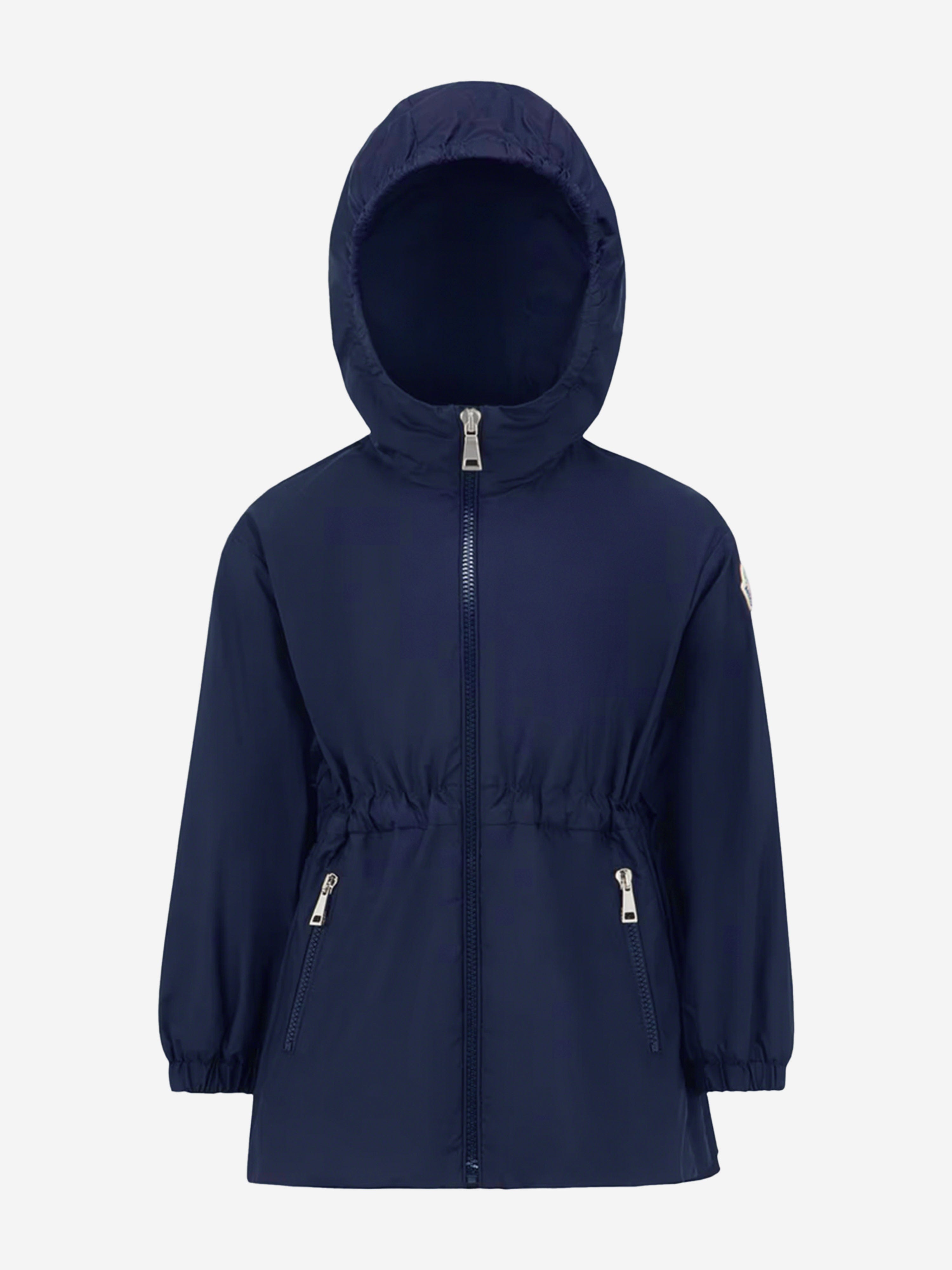Moncler ネイビー フード付きジャンパー 152cm 子供用 Moncler Enfant Girls Wete Jacket in Navy | Childsplay Clothing