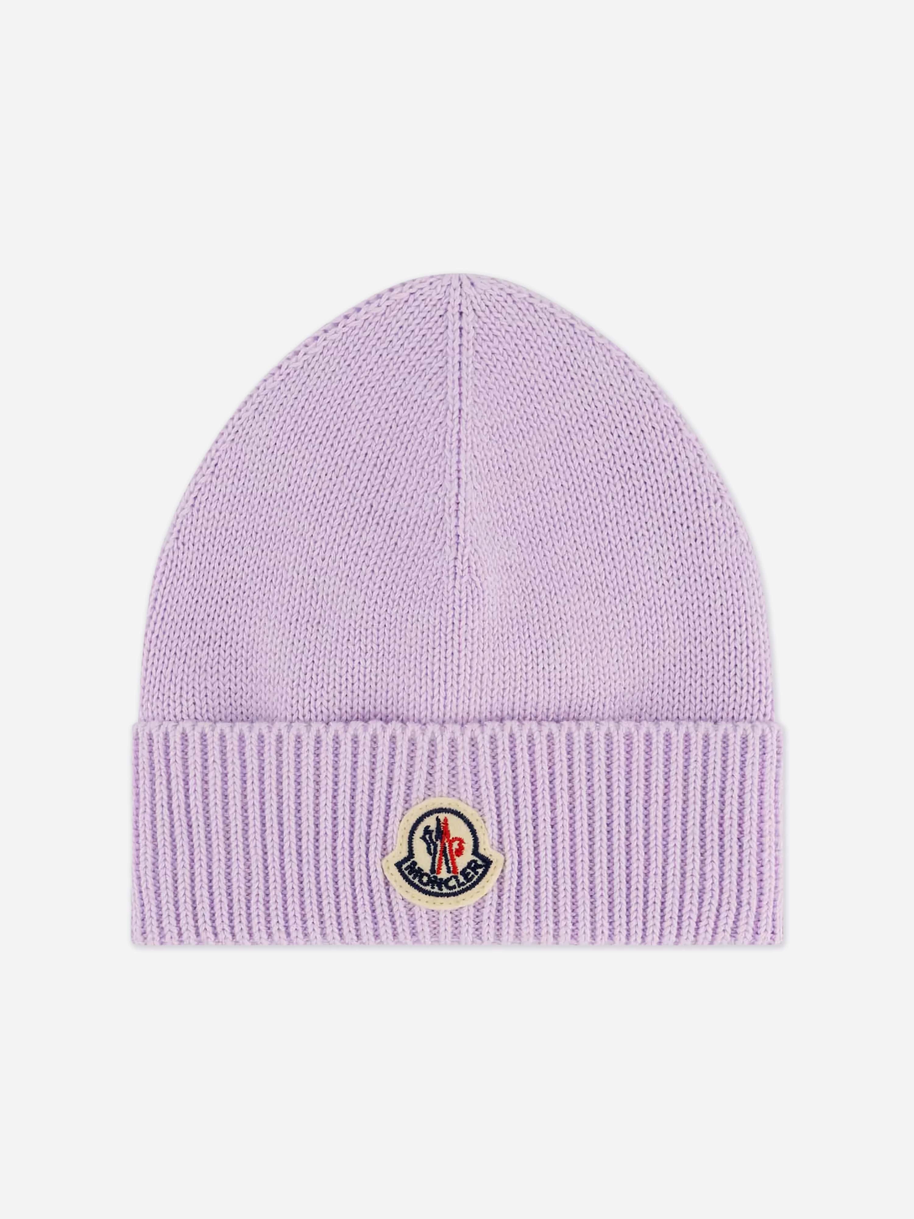 Moncler Enfant Baby Girls Logo Beanie Hat in Purple | Childsplay