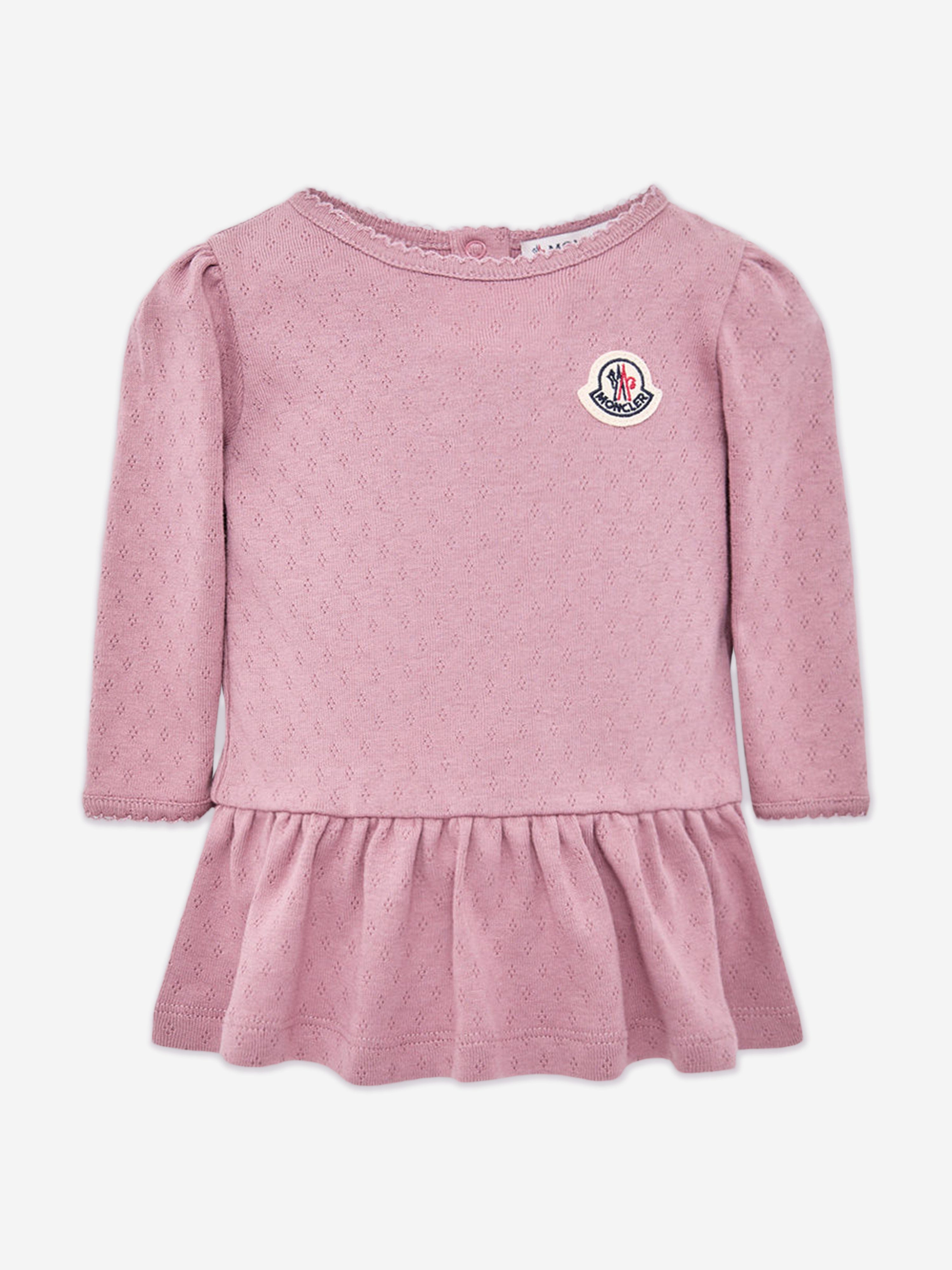 pink moncler dress Moncler Enfant Pleated Cotton Polo Shirt Dress, Girls, Pink, Size: 14y