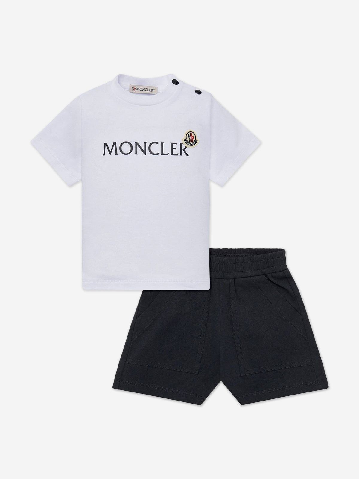 Moncler Enfant Baby Boys Logo Short Set in White | Childsplay Clothing