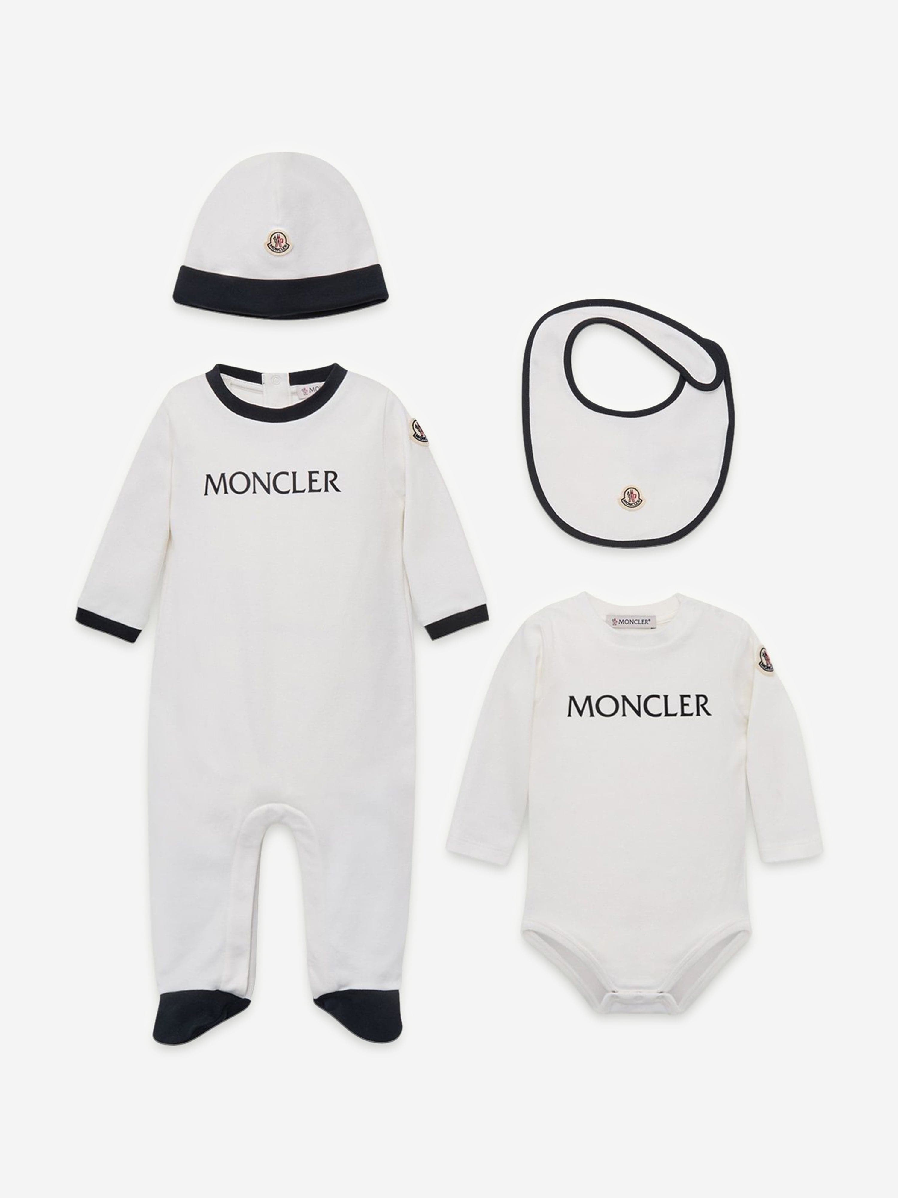 Moncler Enfant Baby 4 Piece Babygrow Gift Set in White