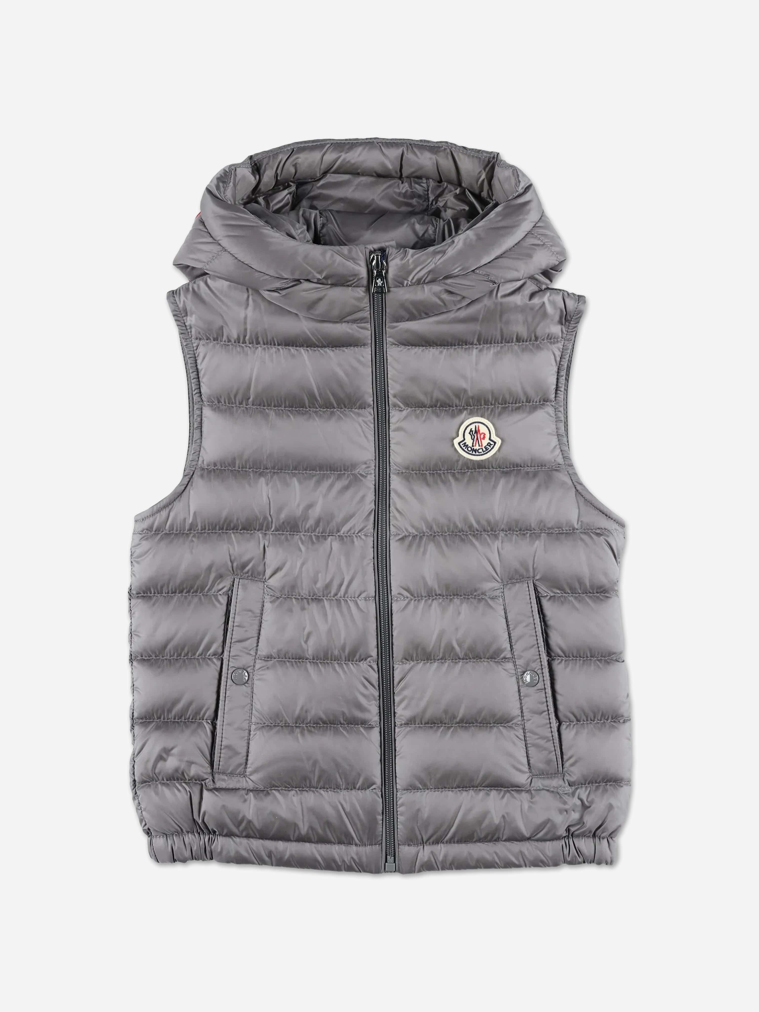 MONCLER ダウンベスト　グレー　子供服 Moncler Enfant Boys Down Padded Uzay Gilet in Grey | Childsplay