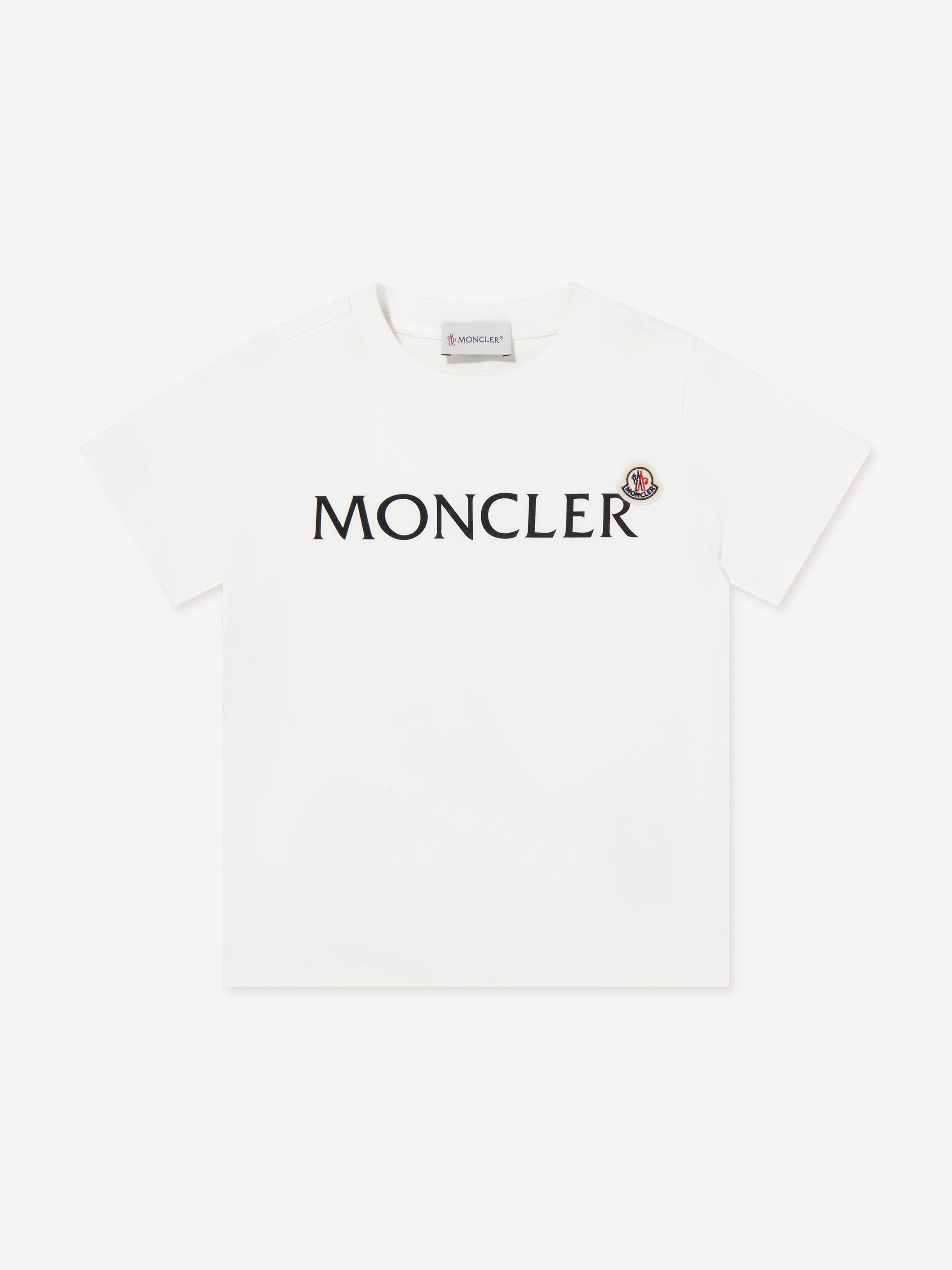 Moncler Enfant Boys Cotton Logo T-Shirt in Ivory | Childsplay Clothing