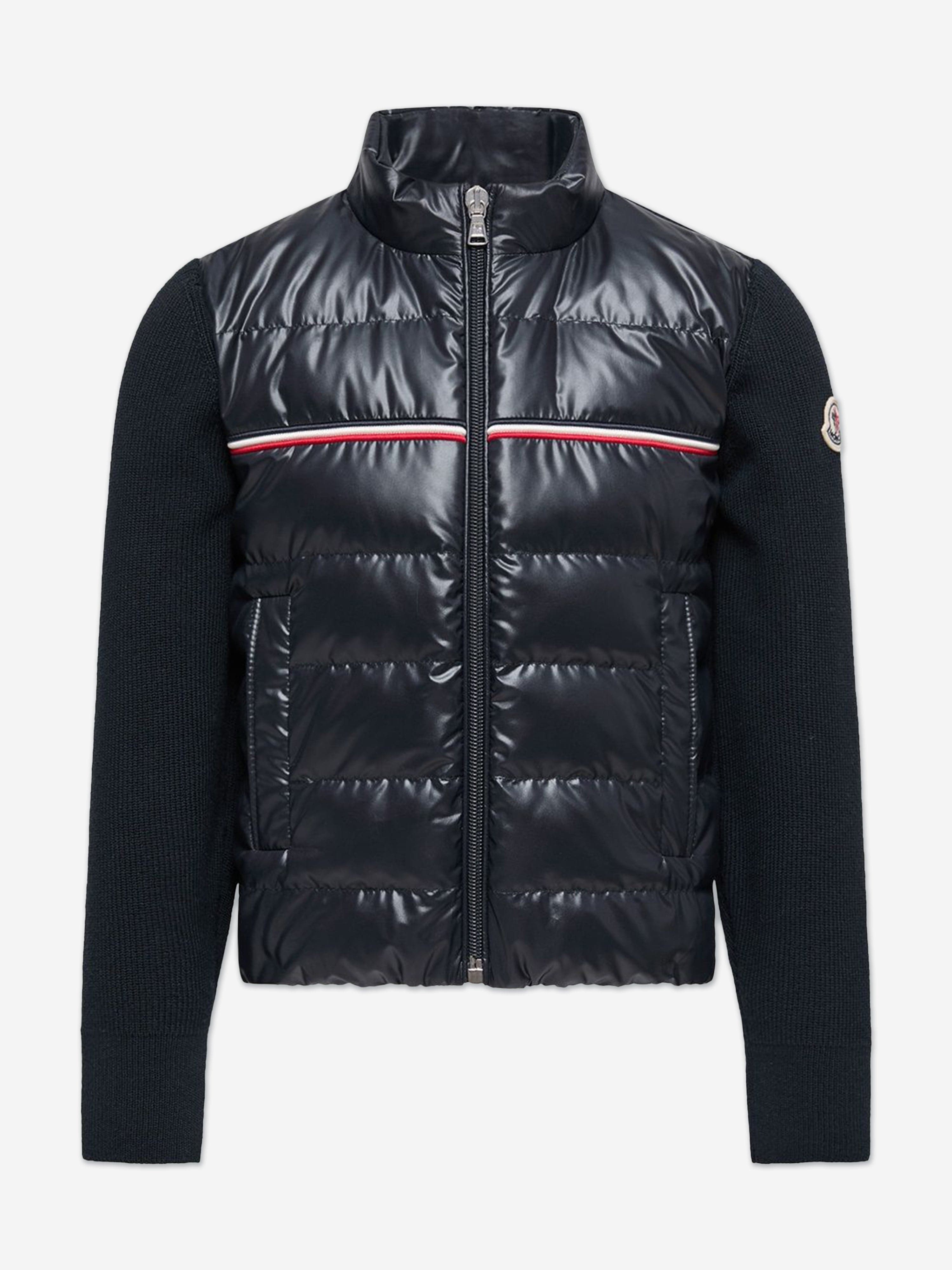 Moncler Enfant Boys Down Padded Zip Up Cardigan in Navy