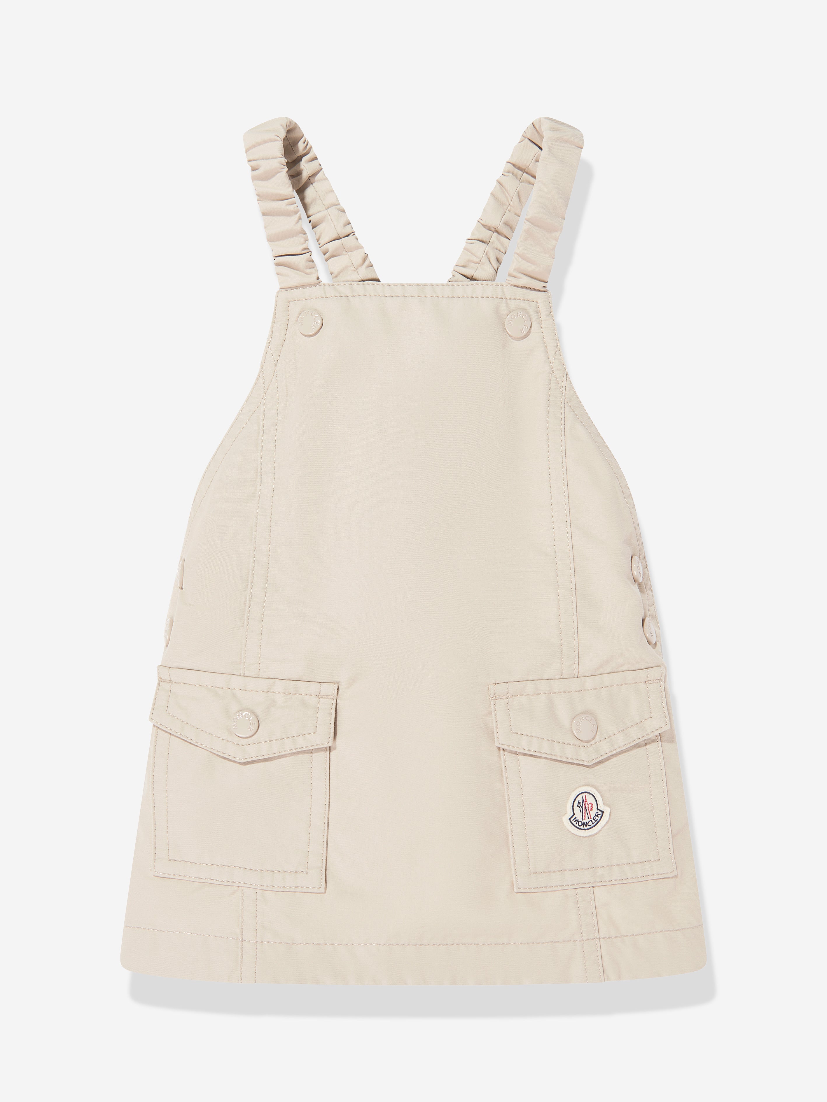 Moncler Enfant Baby Girls Logo Pinafore Dress in Beige