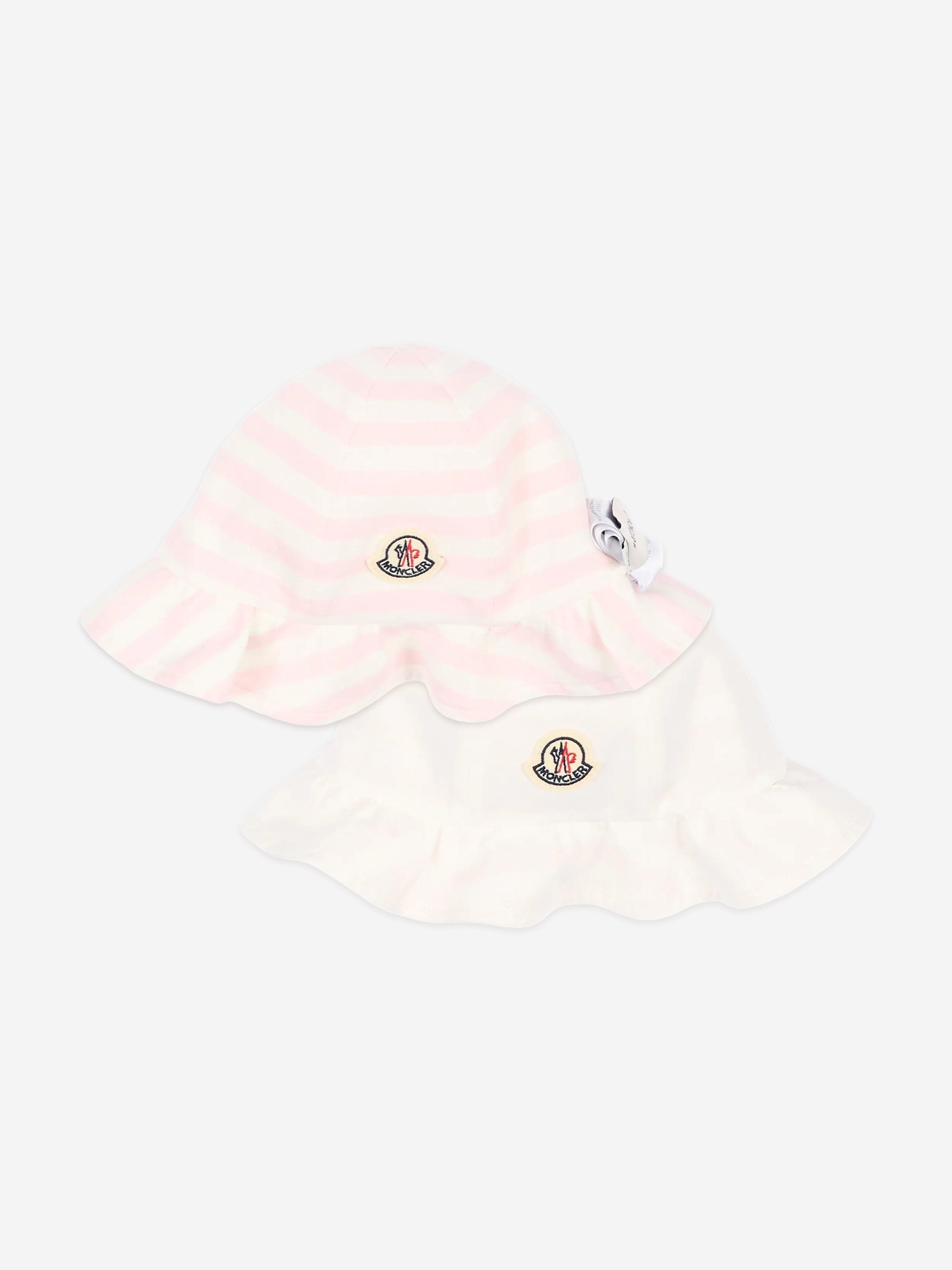 Moncler Enfant Baby Girls Reversible Striped Sun Hat in Pink