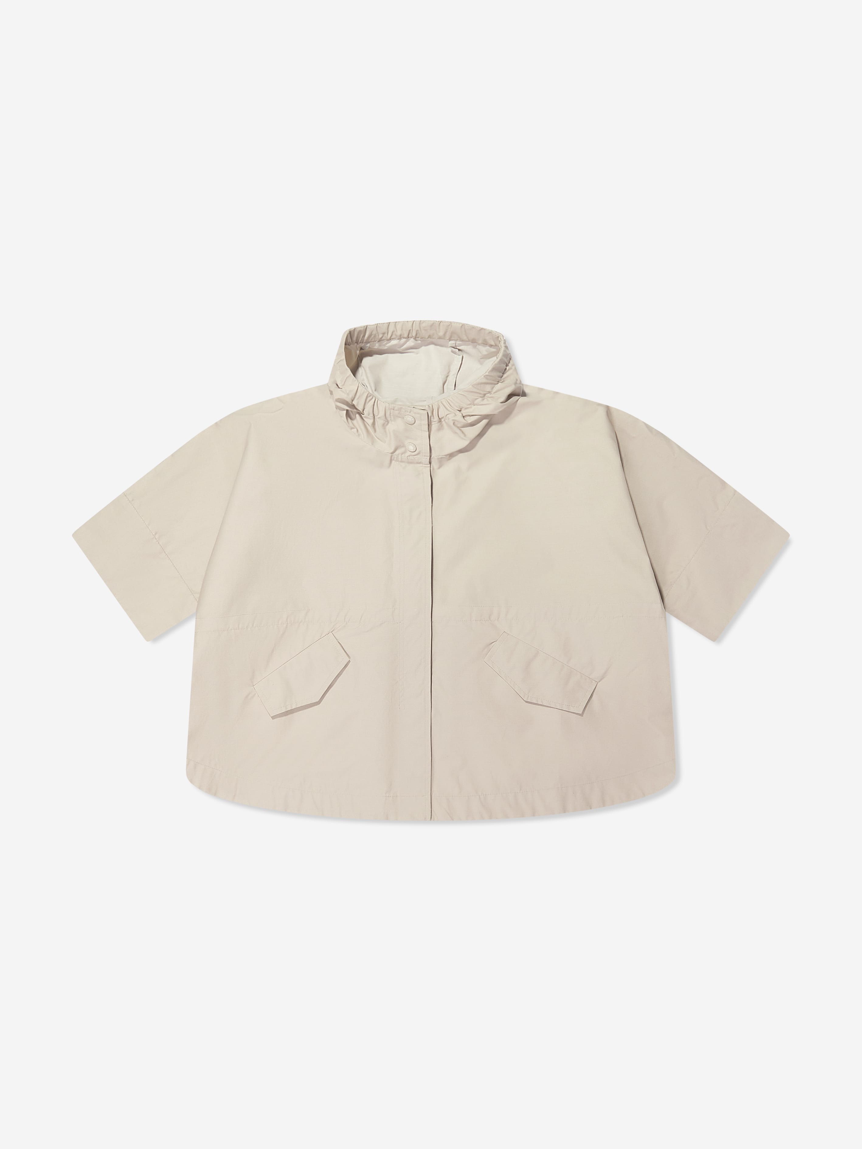 Moncler Enfant Girls Cape with Hood in Beige | Childsplay Clothing