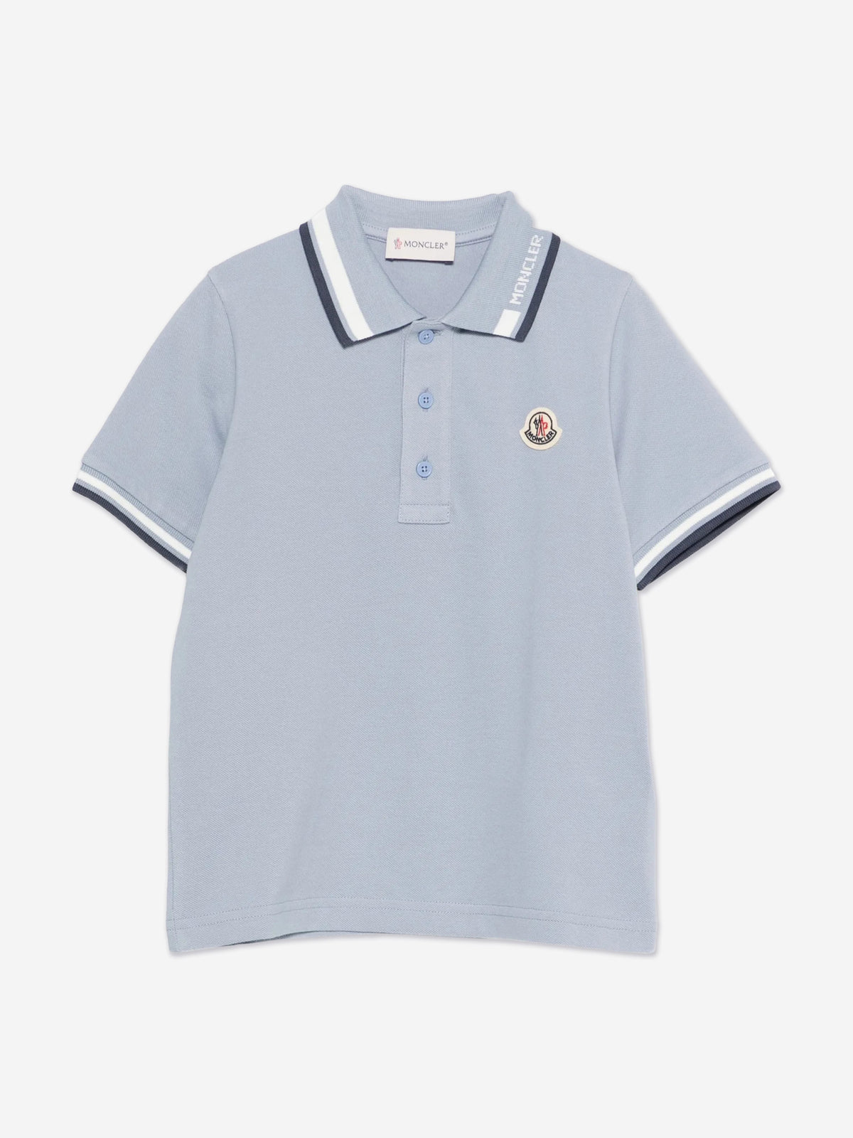 Moncler Enfant Boys Cotton Logo Polo Shirt in Blue | Childsplay 