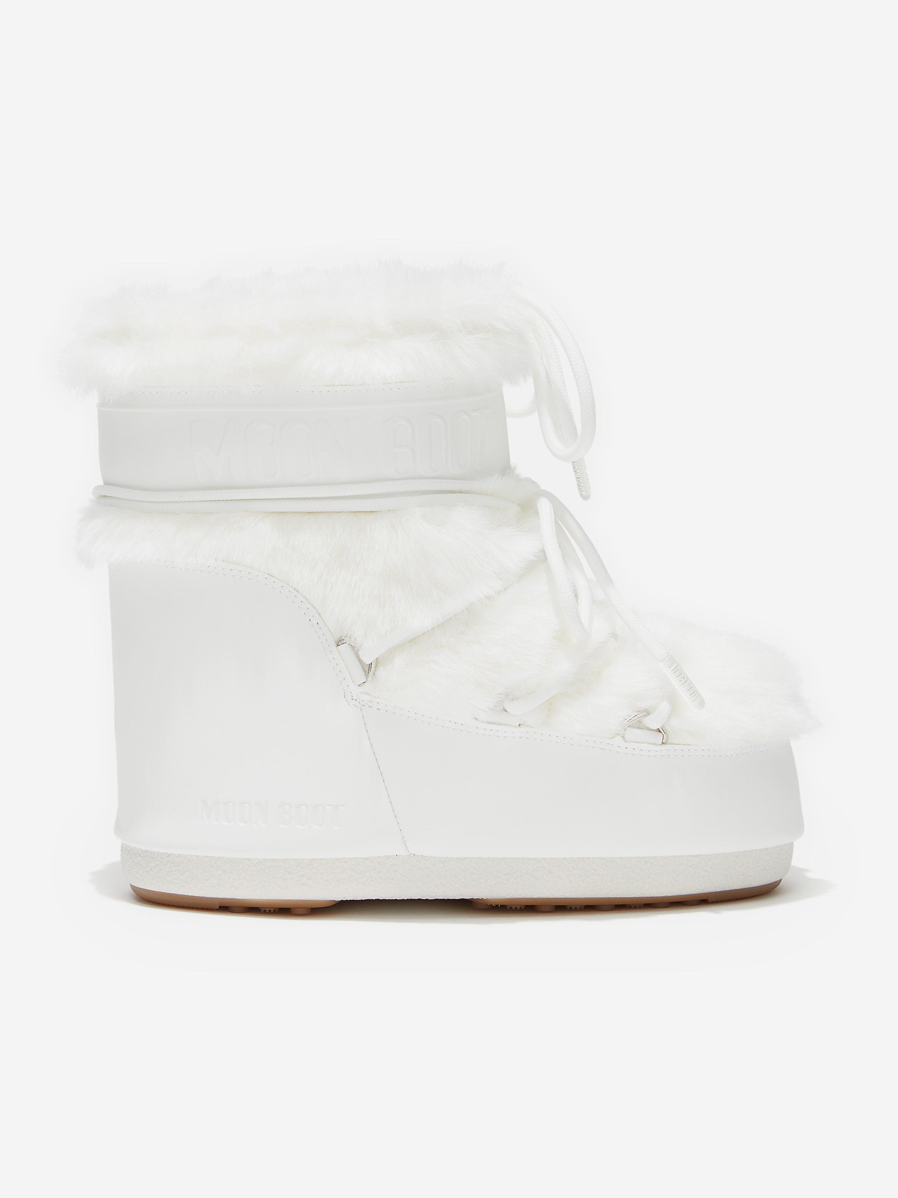 Moon Boot Moon Boot Kids Icon Low Faux Fur Boots in White