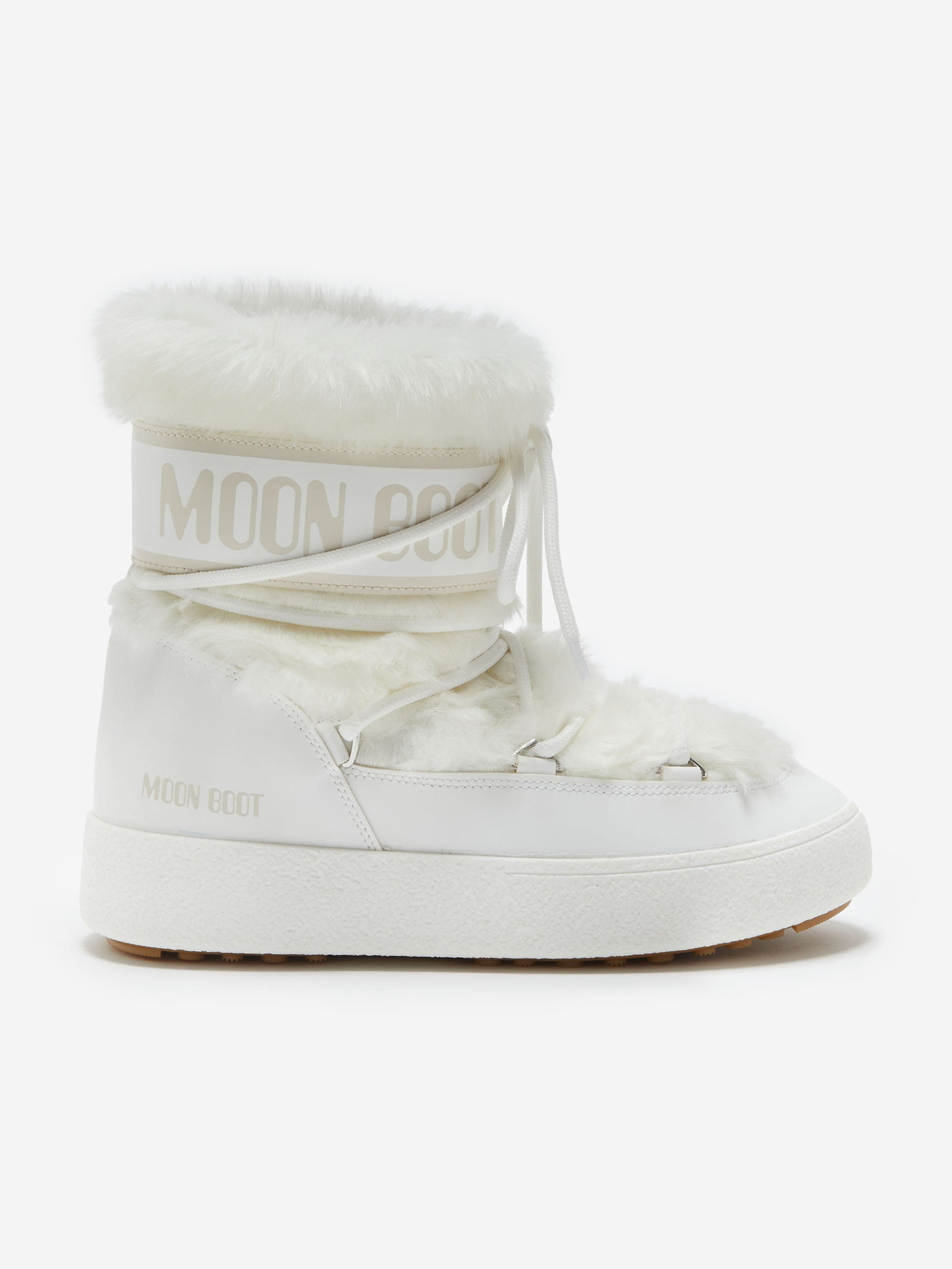 Moon Boot Girls Ltrack Faux Fur Boots in White | Childsplay Clothing