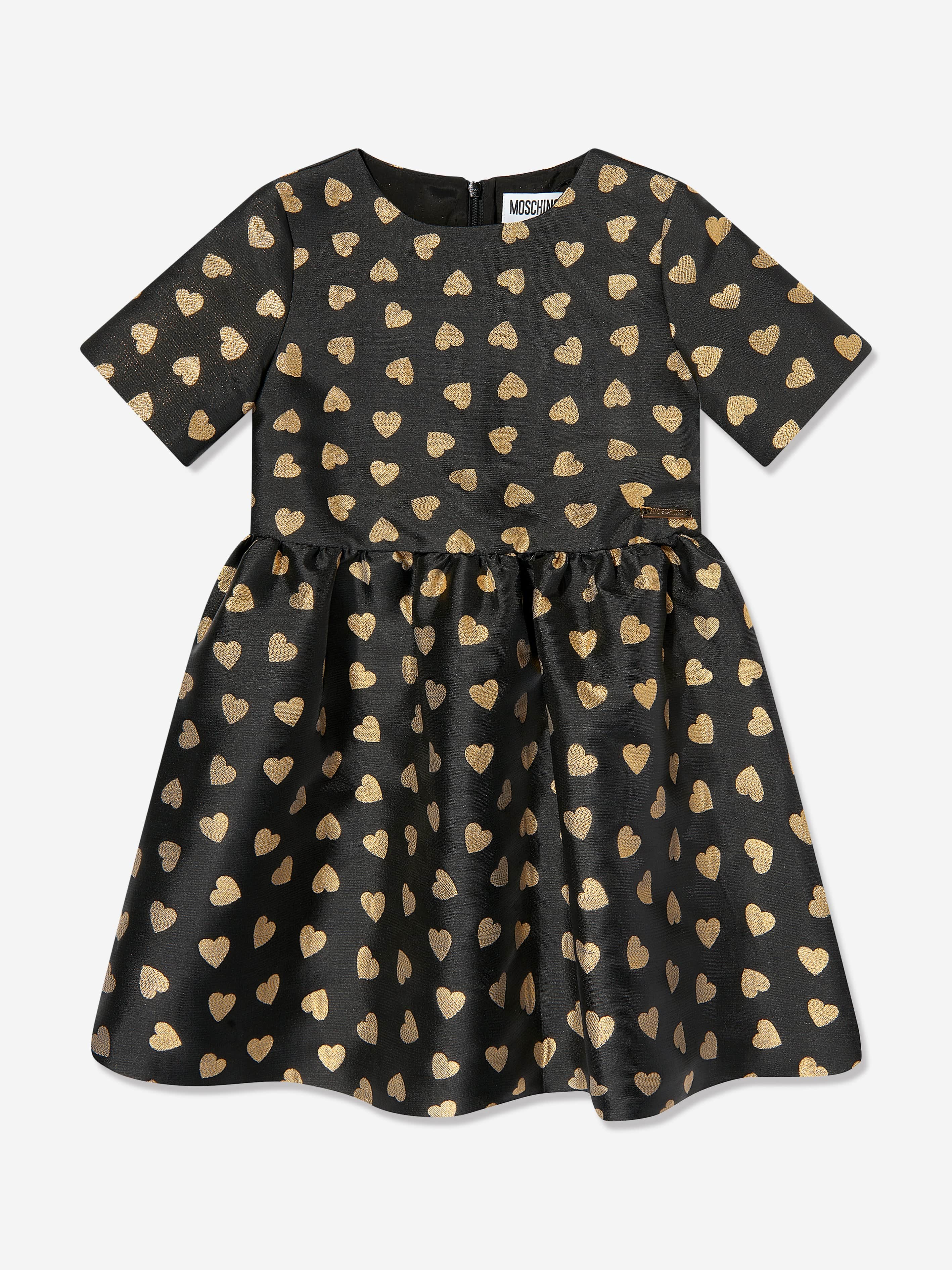 Moschino Girls All Over Hearts Dress in Black 5 Yrs