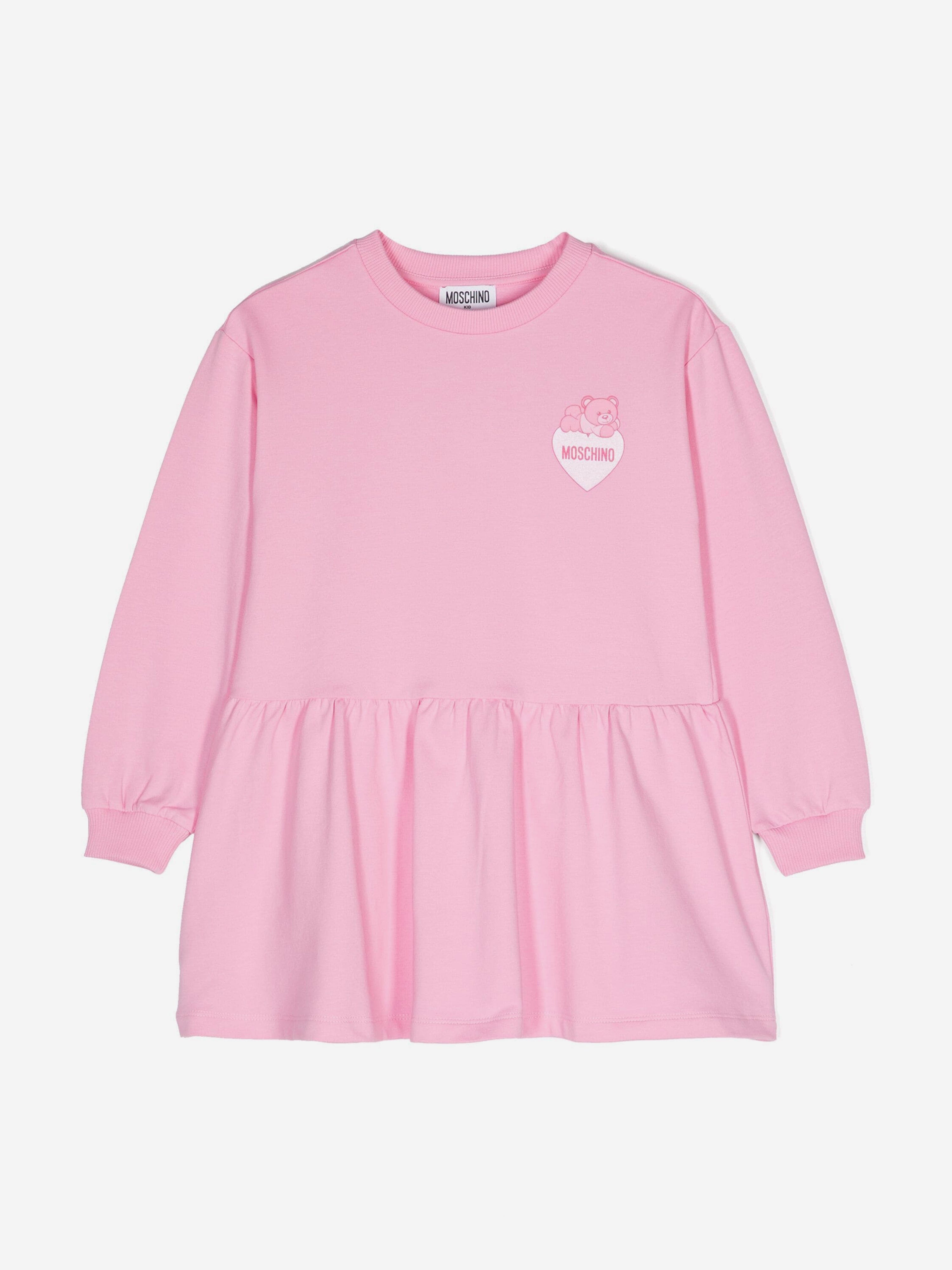 moschino pink sweater dress Moschino-Girls Pink Teddy Bear Logo Dress