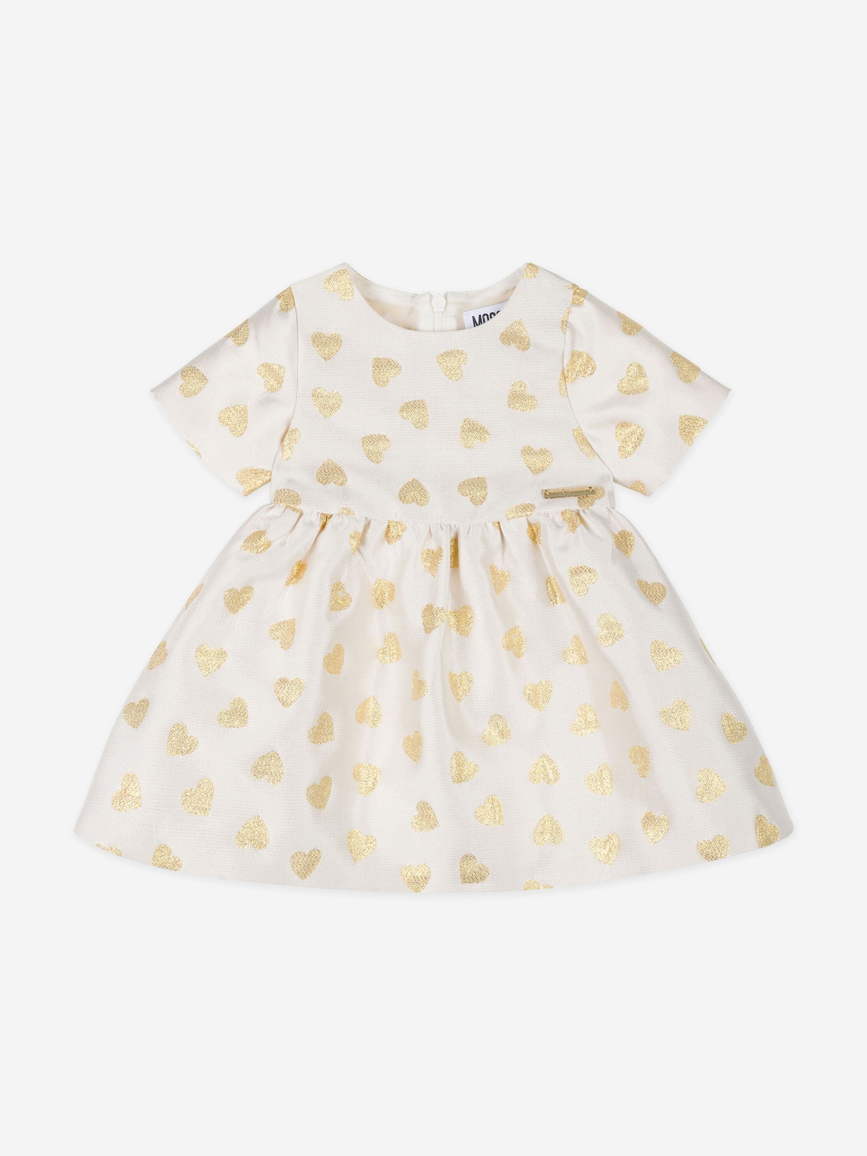 slim fit dress slacks Moschino Baby Girls Hearts Dress in Ivory