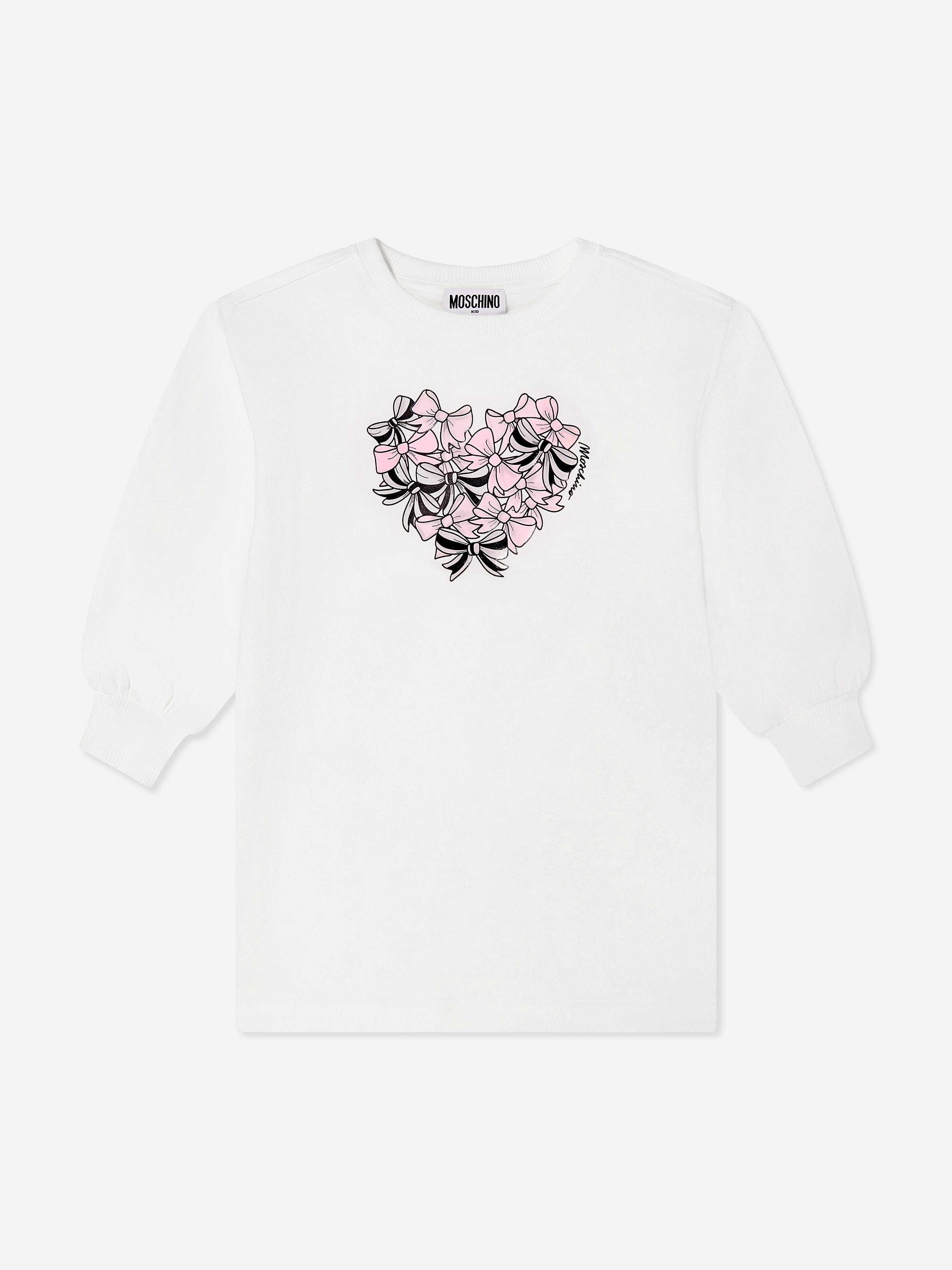 Moschino Girls Bow Heart Sweater Dress Ivory 14 Yrs