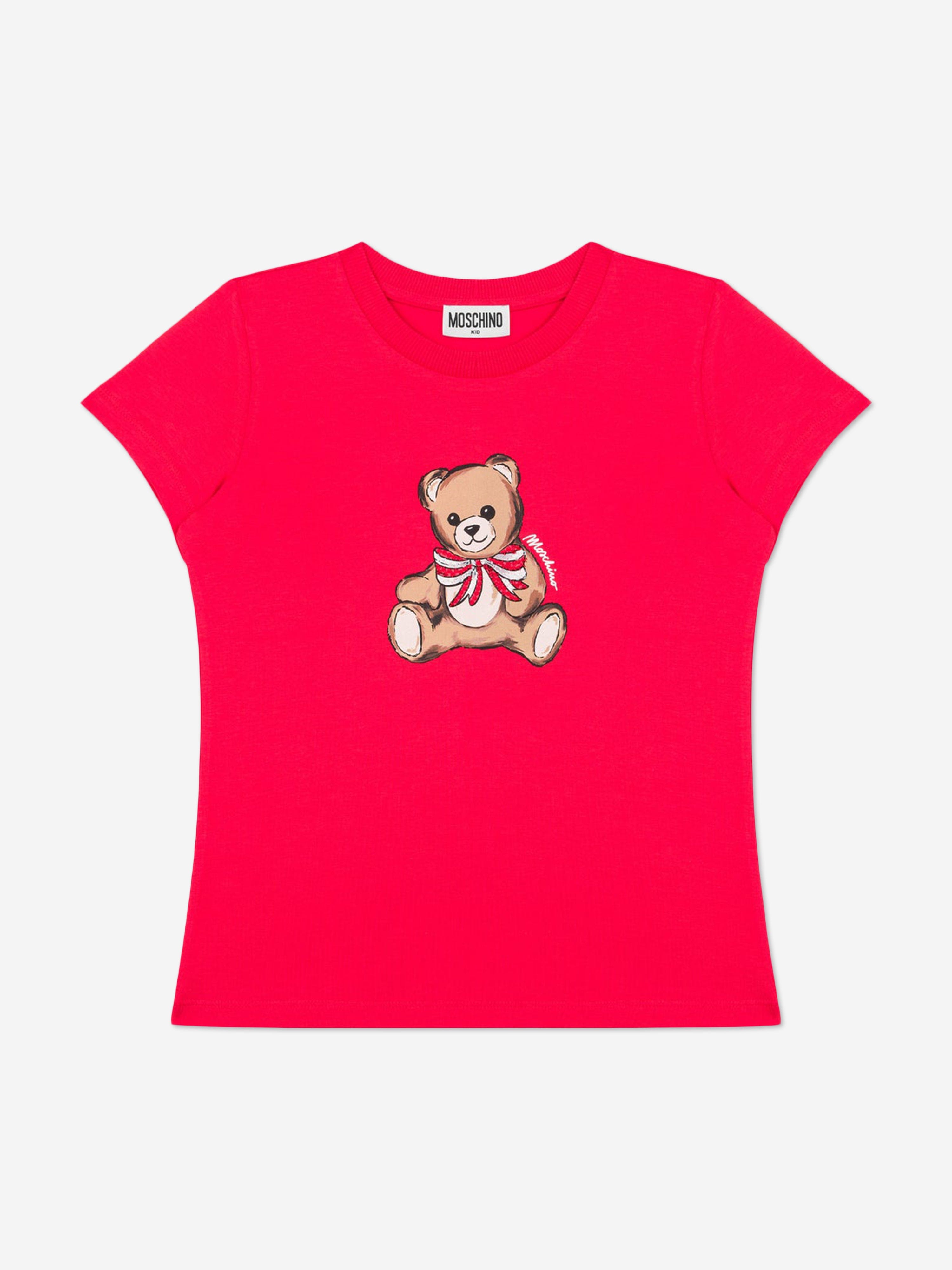 Moschino Girls Teddy Bear T-Shirt in Red | Childsplay Clothing