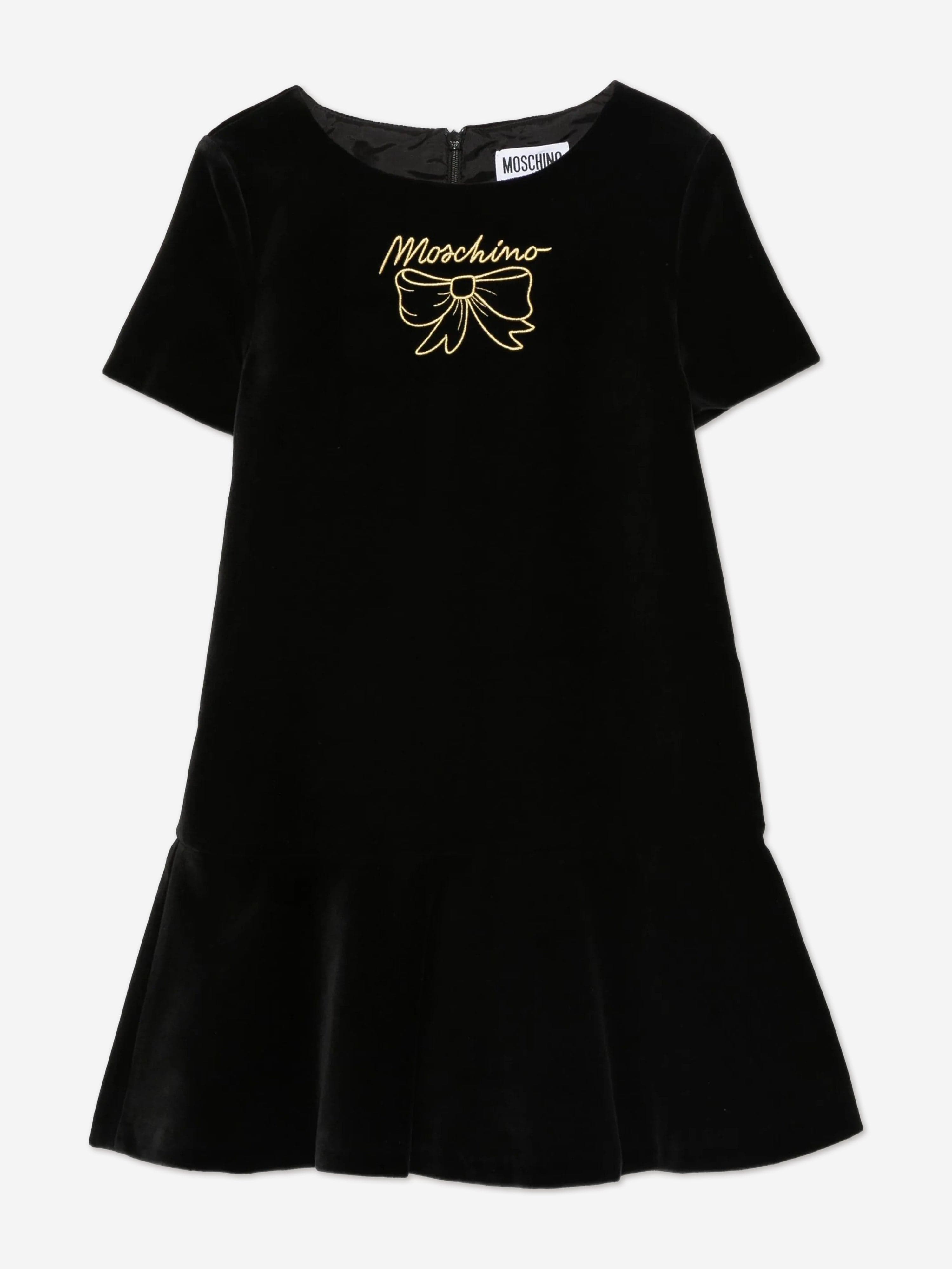 Moschino Girls Bow Logo Dress in Black