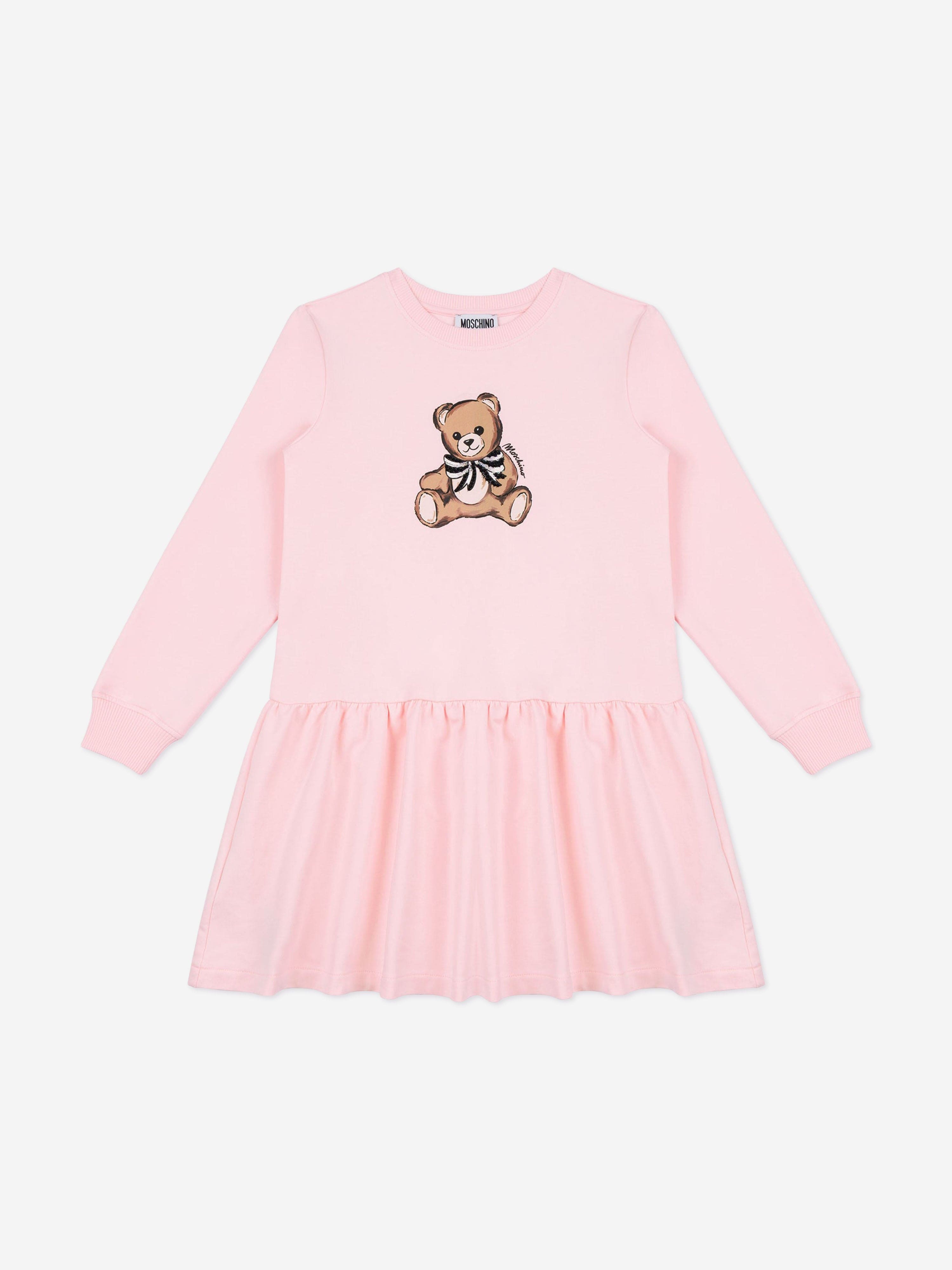 moschino pink sweater dress Moschino-Girls Pink Teddy Bear Logo Dress
