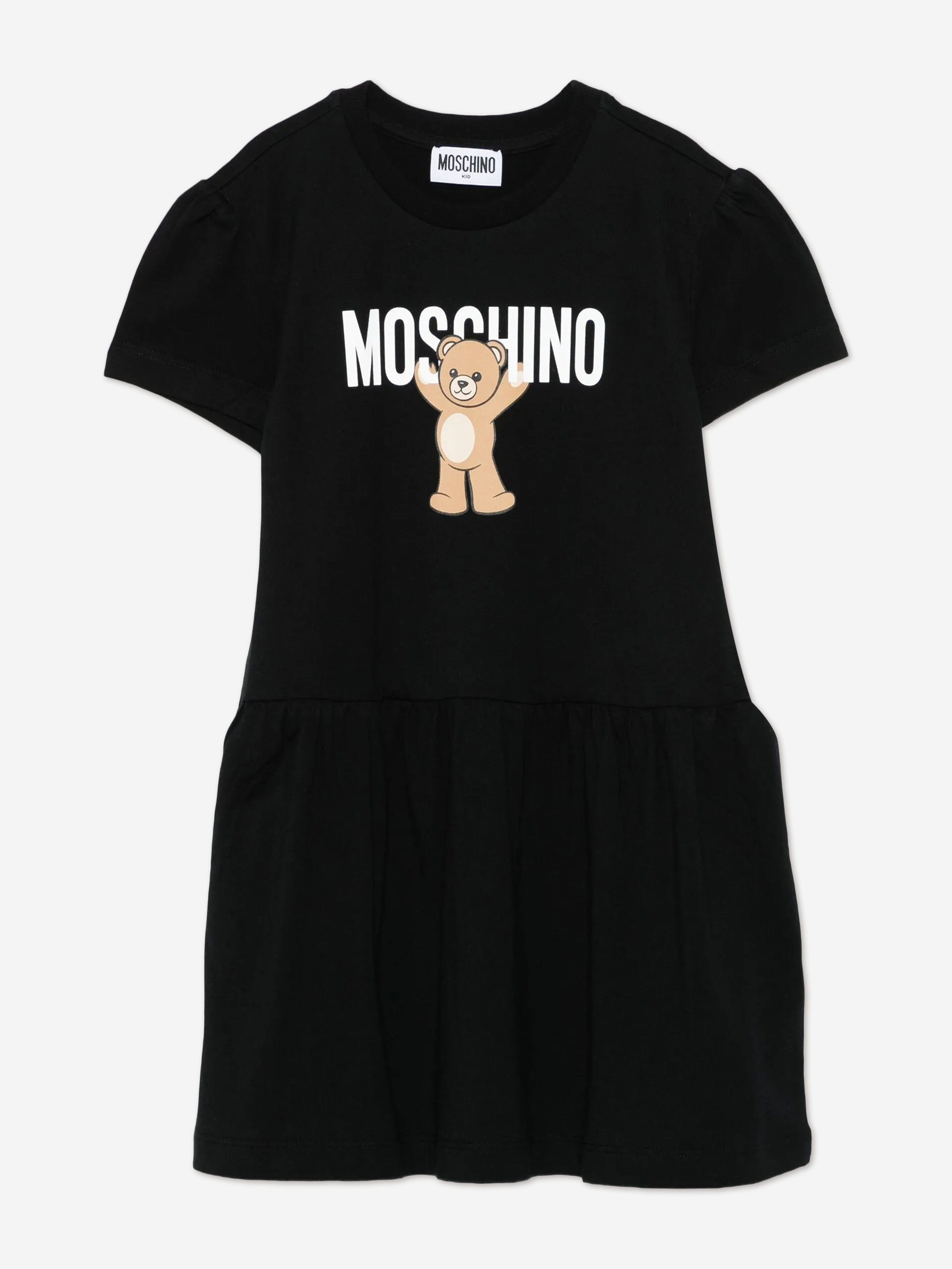black teddy dress Moschino Girls Teddy Bear Logo Dress in Black