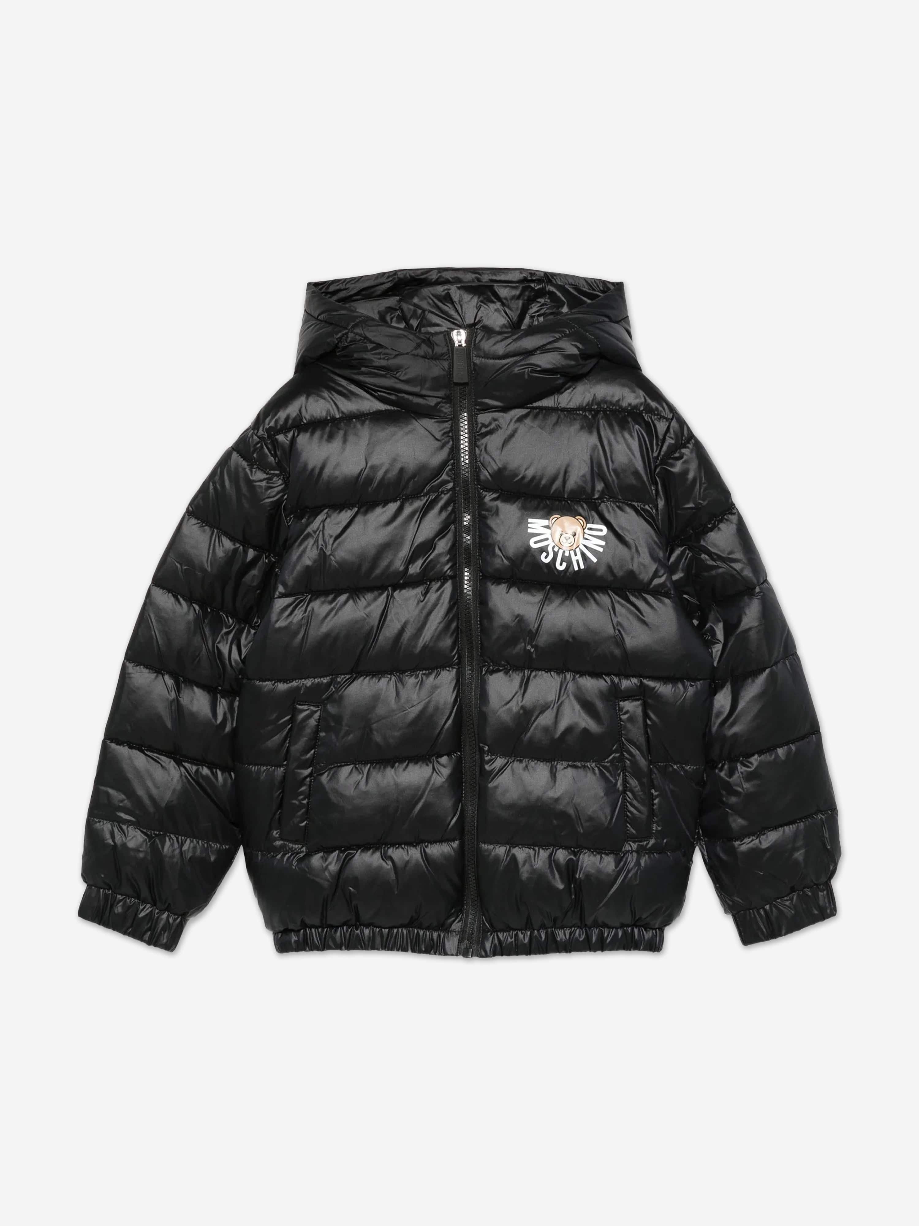 Moschino Kids Bear Logo Puffer Jacket in Black | Childsplay Clothing