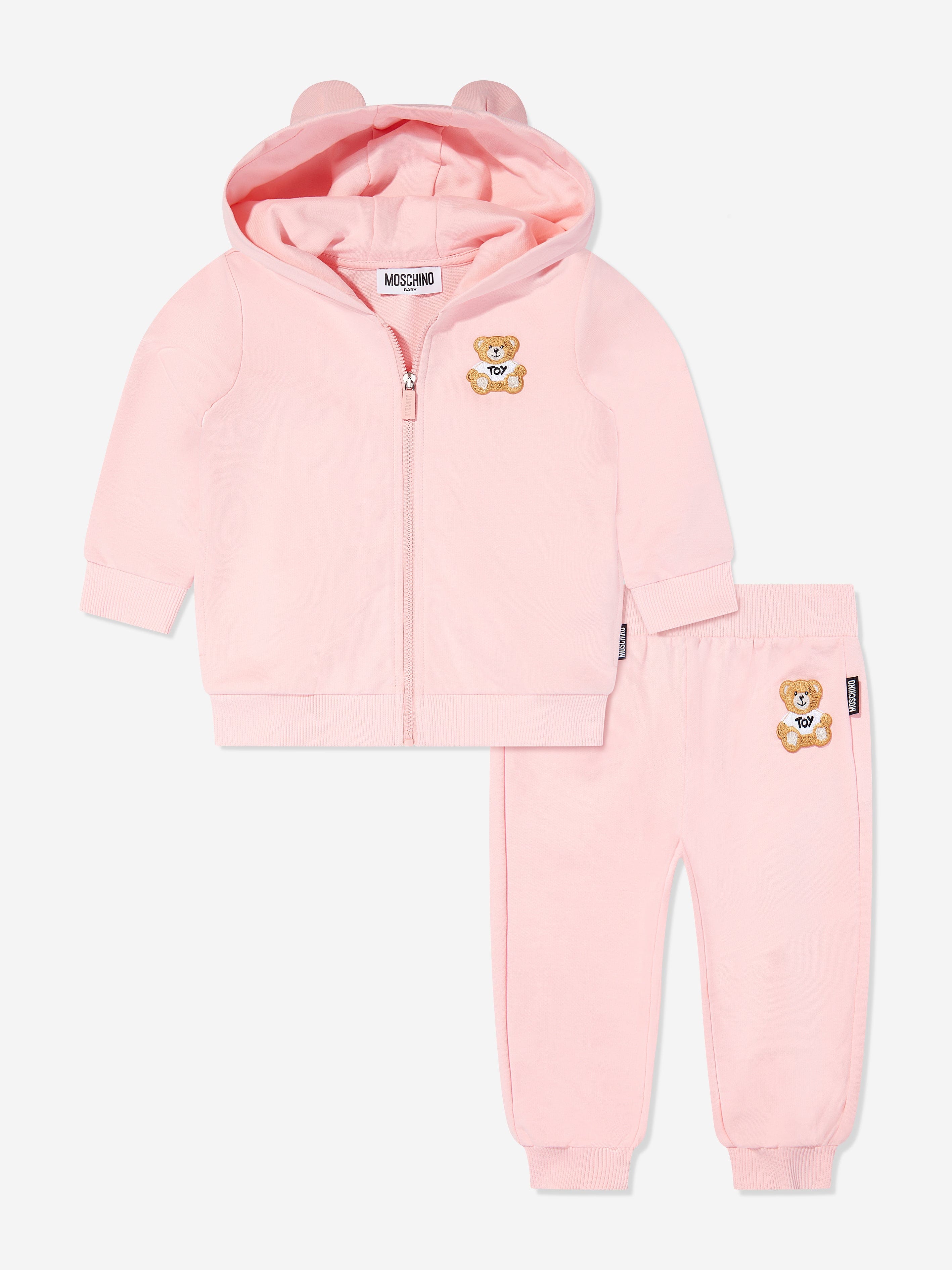 Mininio Baby Girls Cotton Fleece Tracksuit in Pink main image 1
