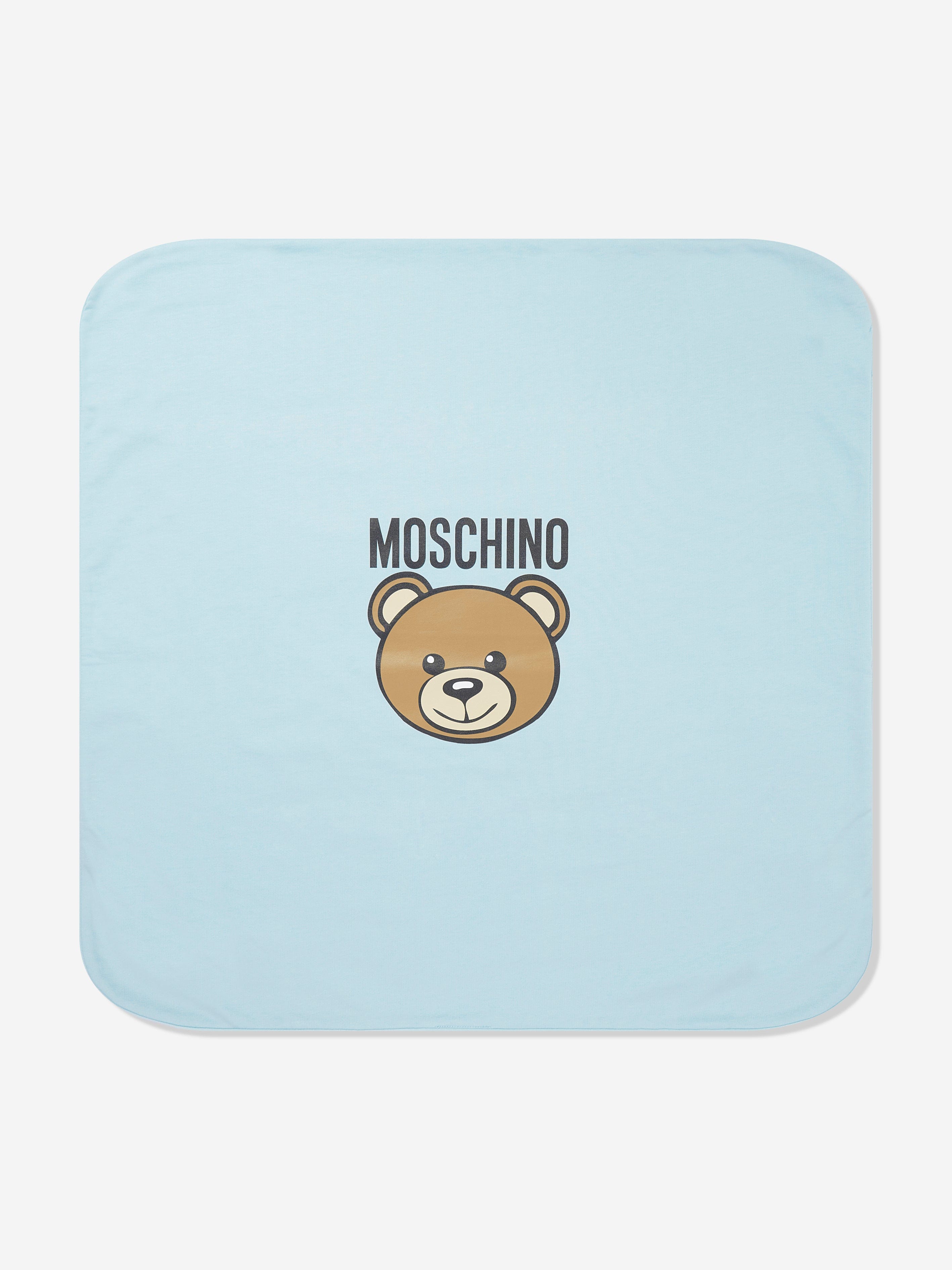 Moschino Kids Baby Boys Bear Logo Blanket in Blue (70cm