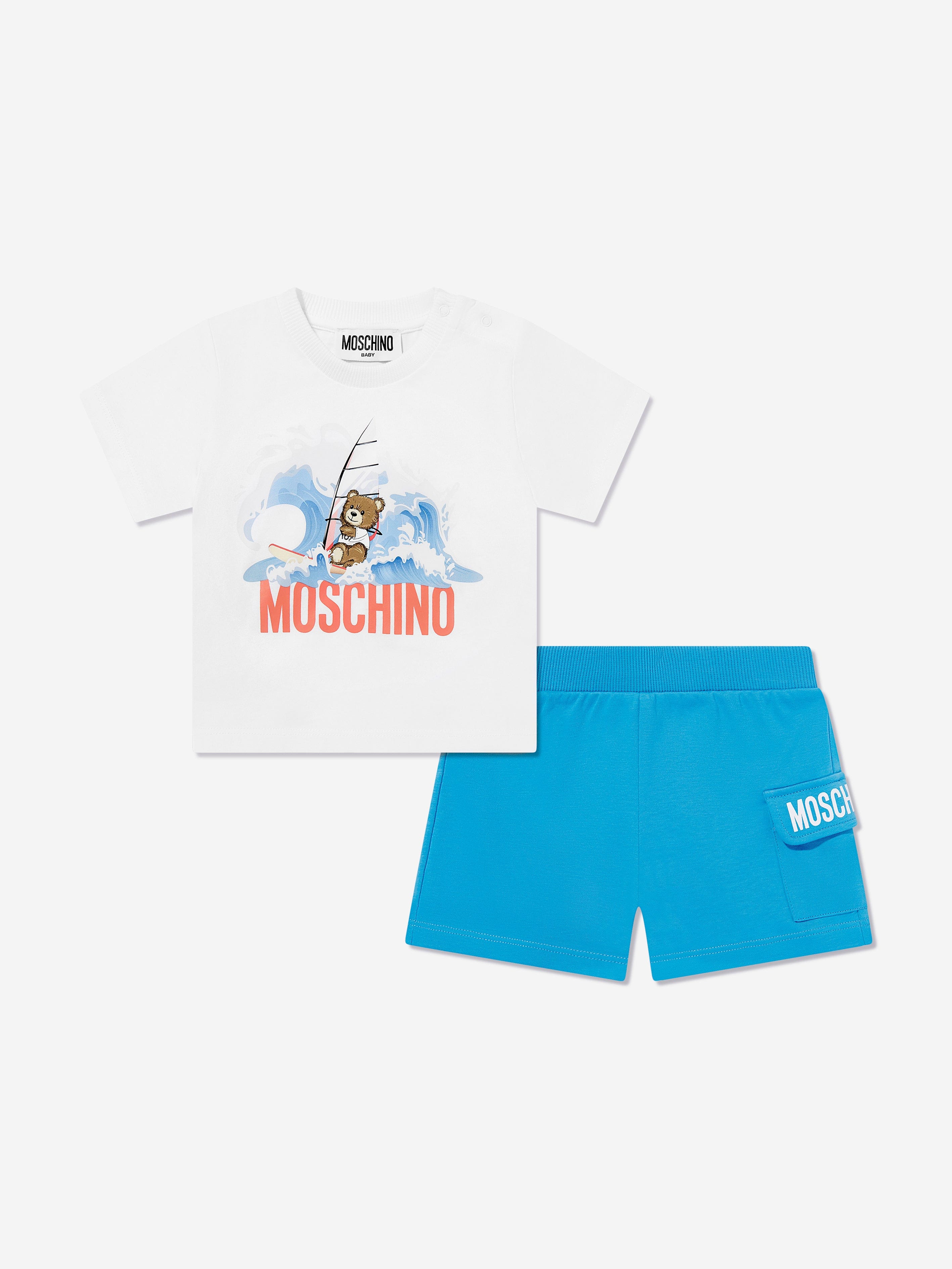 Moschino Kids Baby Boys T-Shirt and Shorts Set in Blue