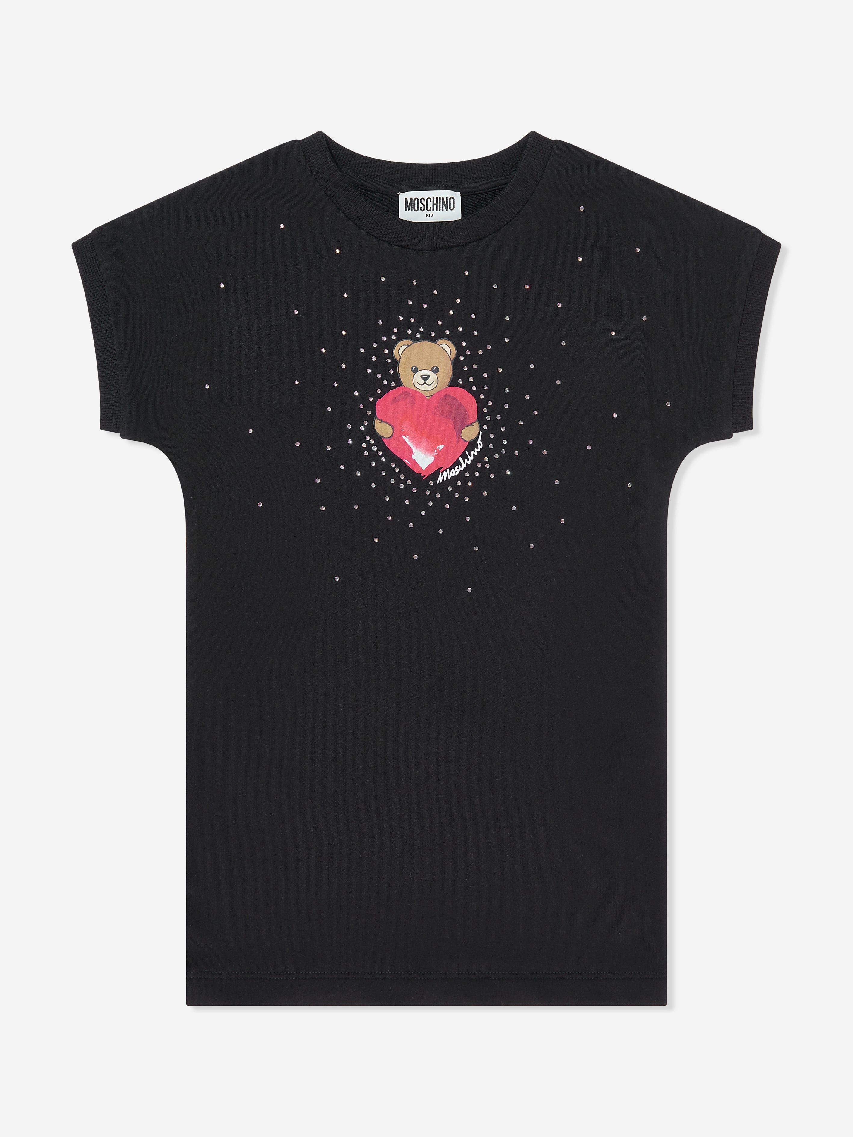 Moschino Girls Teddy Heart Dress in Black 4 Yrs
