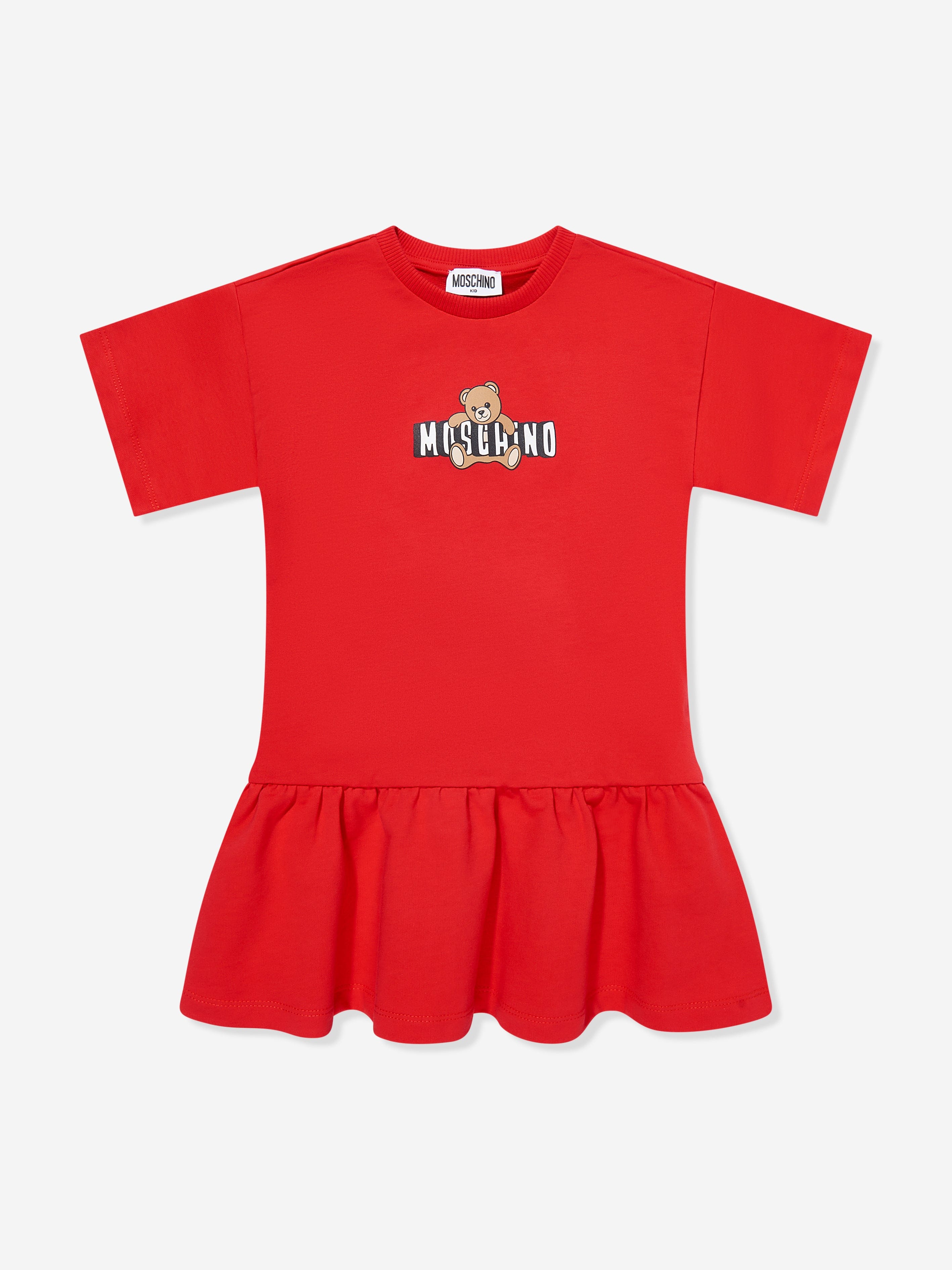 Moschino-Girls Red Teddy Bear Logo Dress