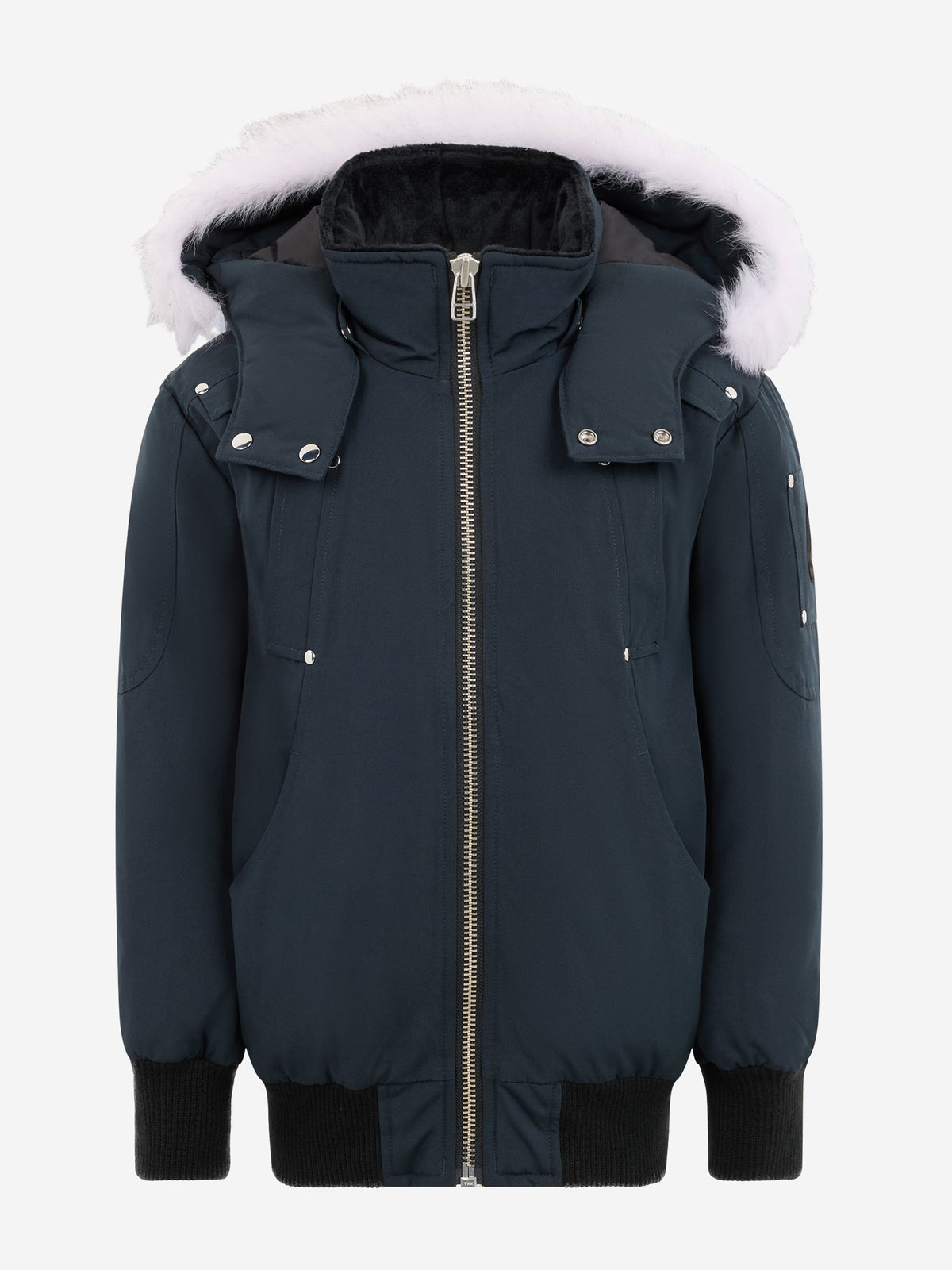 Moose Knuckles Kids Down Padded Bomber Jacket in Navy | Childsplay 
